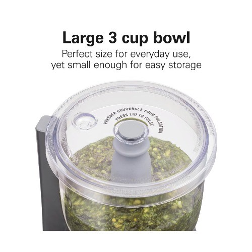 Hamilton Beach 3-Cup Stack & Press Food Chopper Gray 72740: Dishwasher-Safe