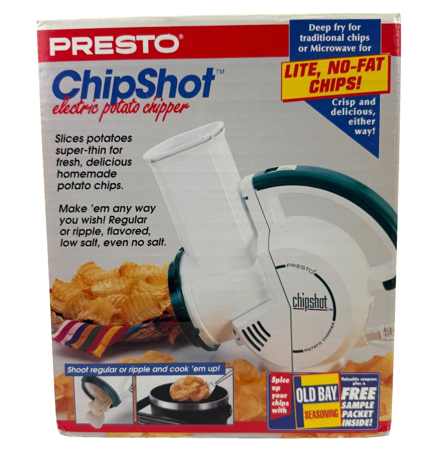 Presto Chip Shot Electric Potato Chipper Slicer Lite No Fat Chip Maker VTG 94