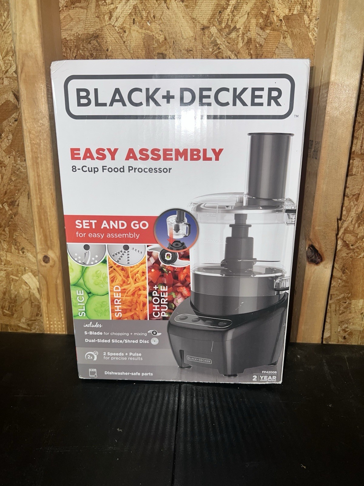 BLACK+DECKER FP4200B 8-Cup 450W Food Processor Black, Slice Shred Chop Puree