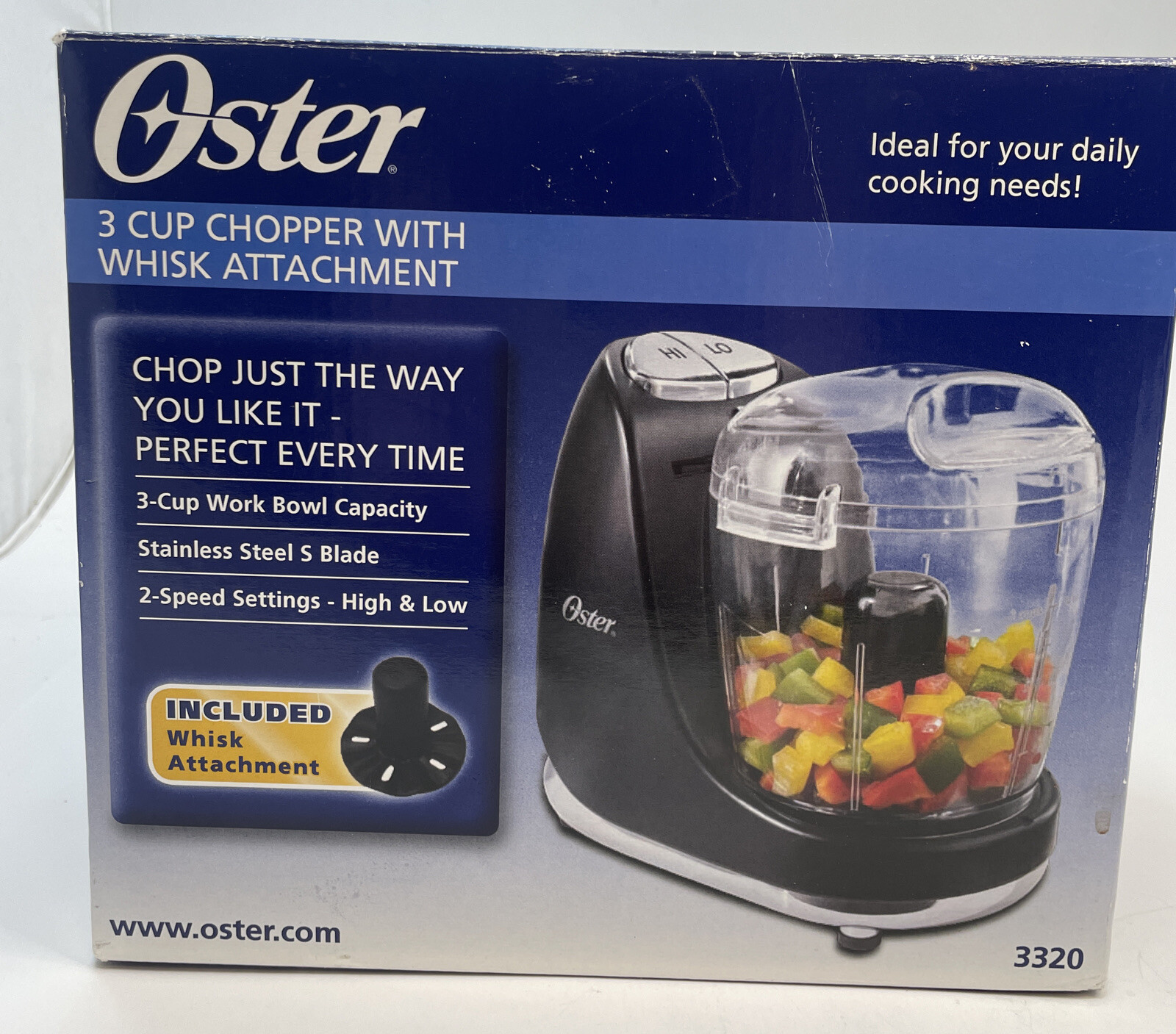 OSTER Mini Chopper-3C .Chops Onion, Veggies, Nuts, & WHISKS Model FPSTMC3321
