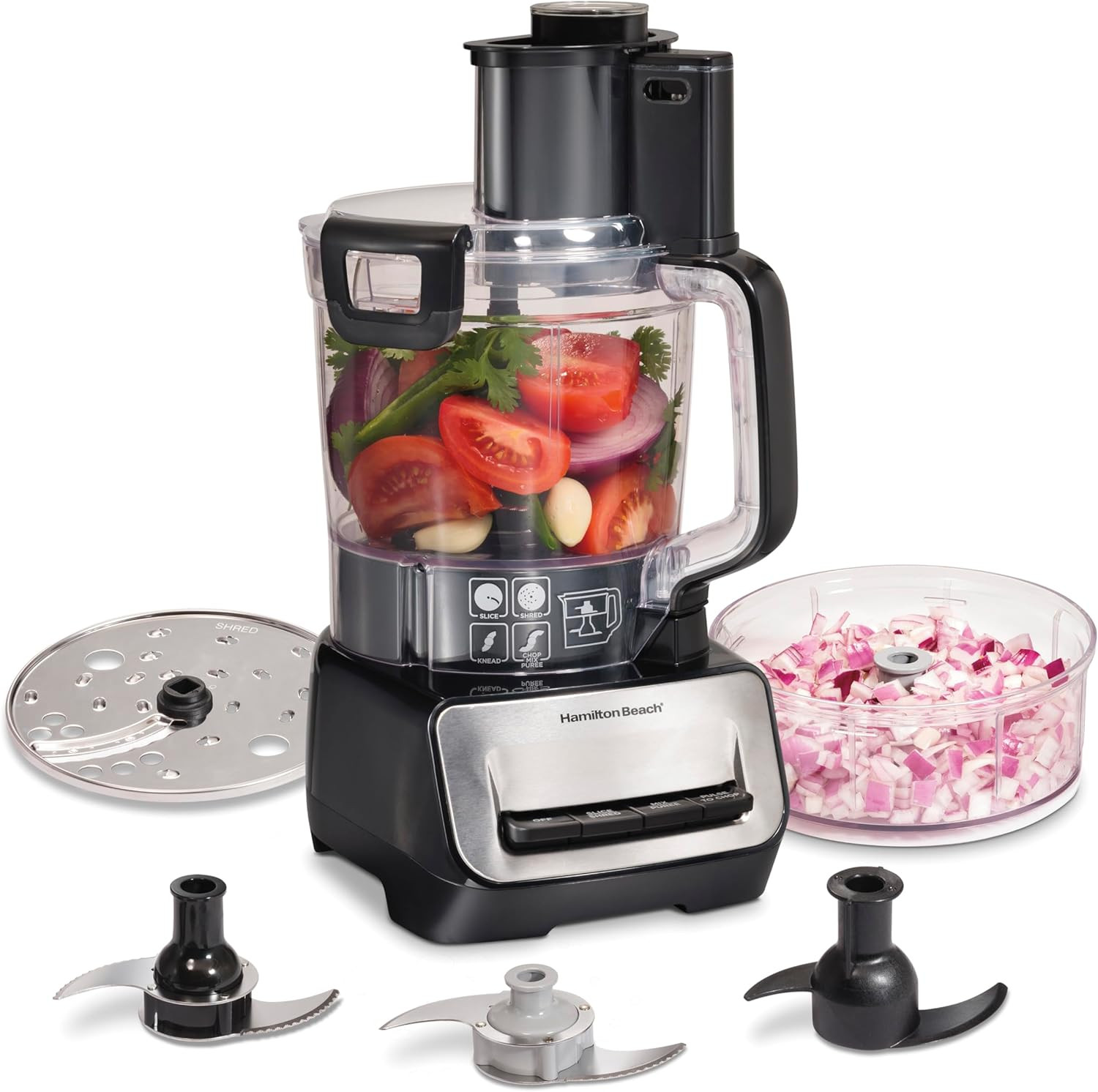 Hamilton Beach Stack & Snap Food Processor and Vegetable Chopper, Stainless Stee