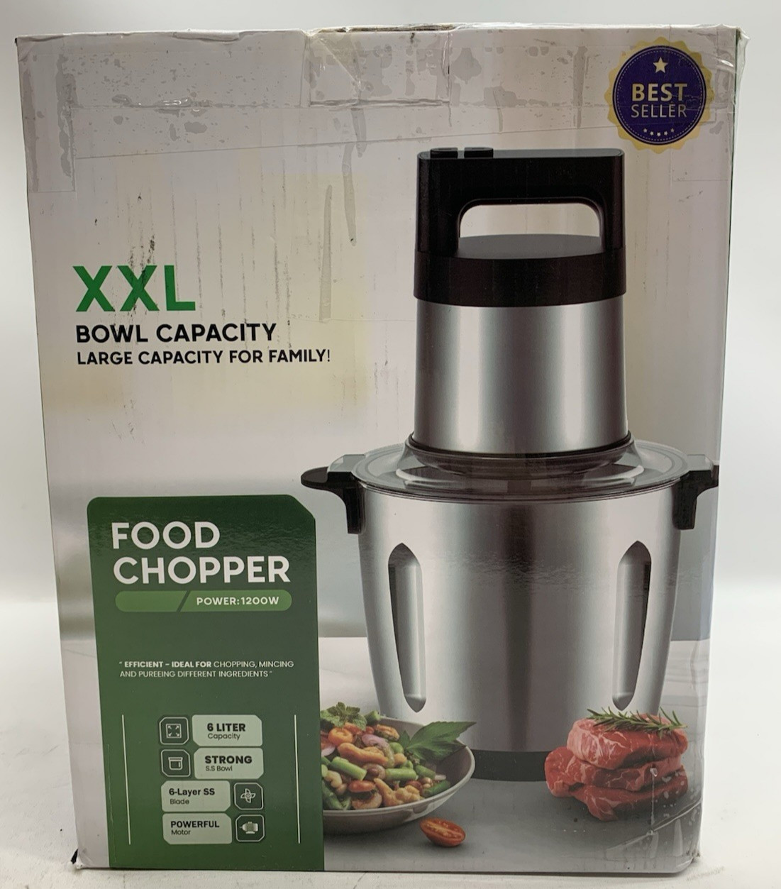 GYQTGO 6L Electric Food Processor Grinder for Meat and Vegetables 1200W Motor