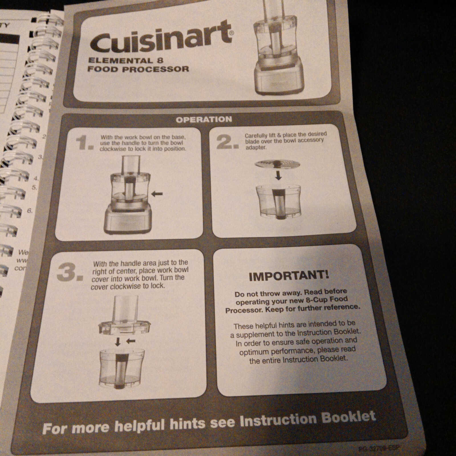 Cuisinart FP-8 Series Instruction And Recipe Booklet Elemental 8 Food Processor