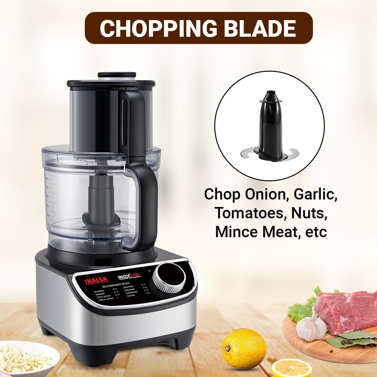 INALSA food processor kitchen with Mixer Grinder Juicer 1200W 3 Jars 2.5L 220V