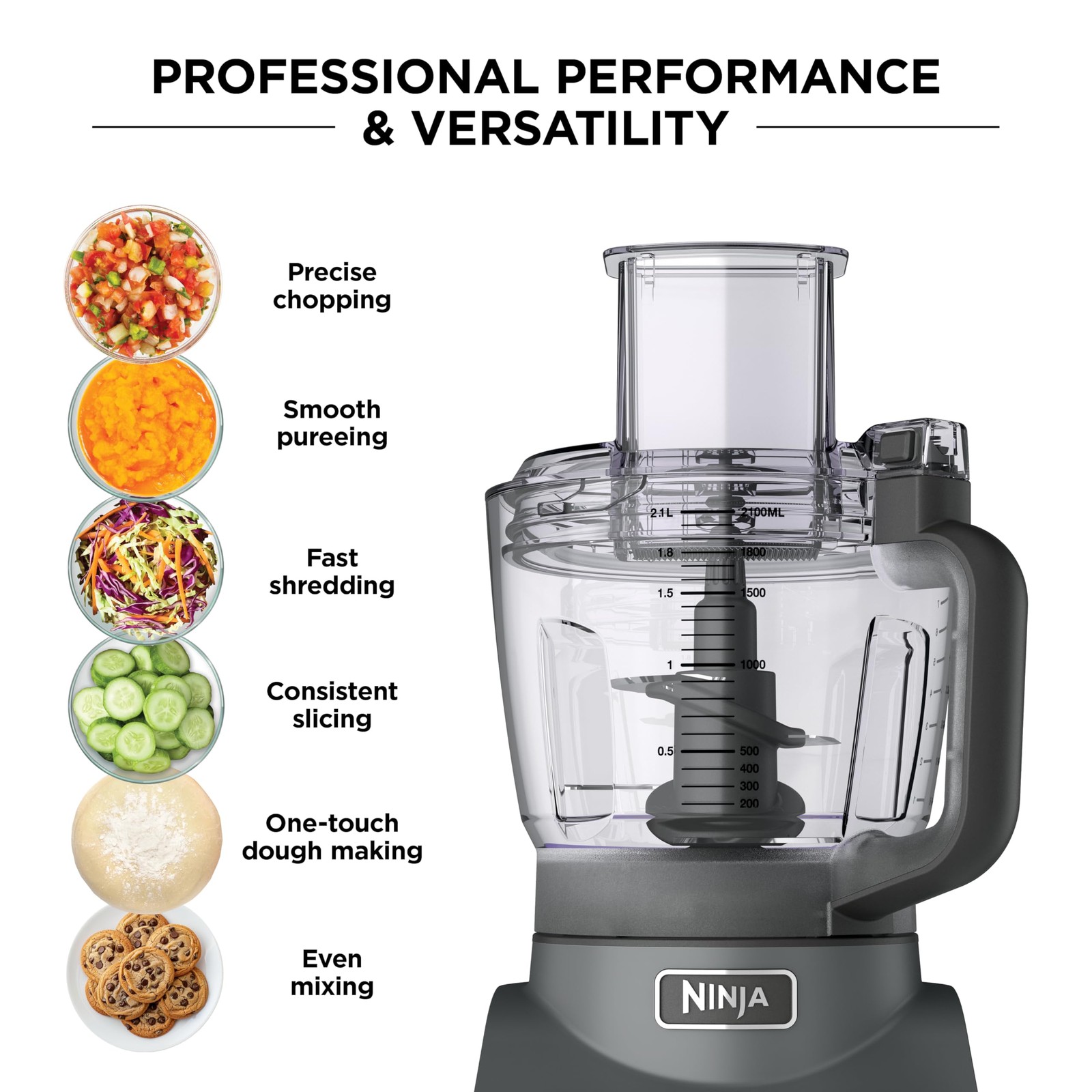 Ninja Professional Plus Food Processor 9-Cup 1000W 4-Function Grey BN601