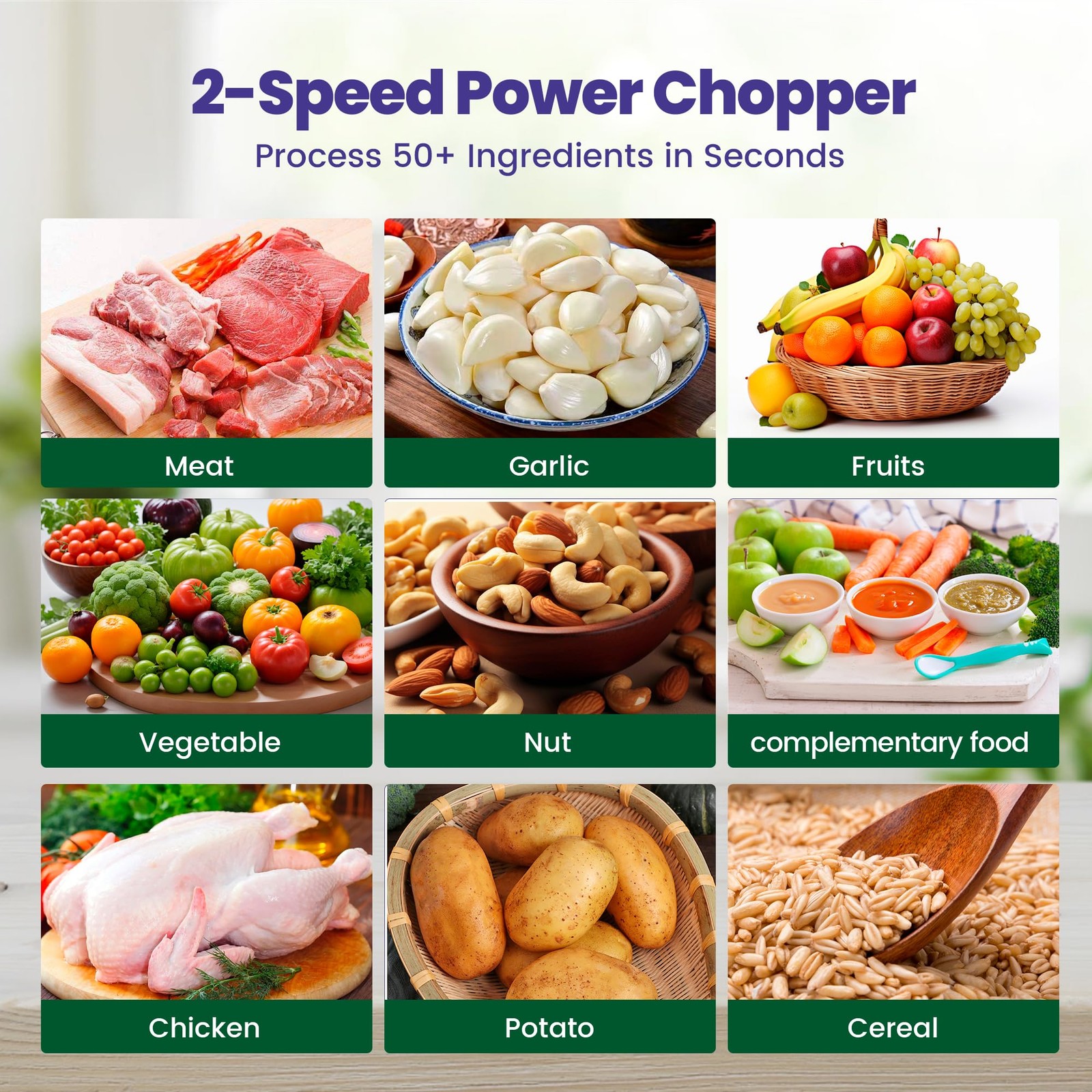 2X12-cup bowls 800W Electric Food Processor with LED timer. 3-Tiered 6 Cutting E