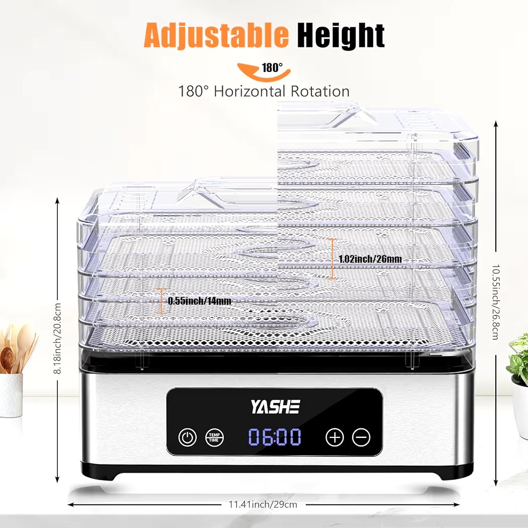 YASHE FD-1019 Food Dehydrator 5 Tray Electric Fruit Jerky Dryer Open Box