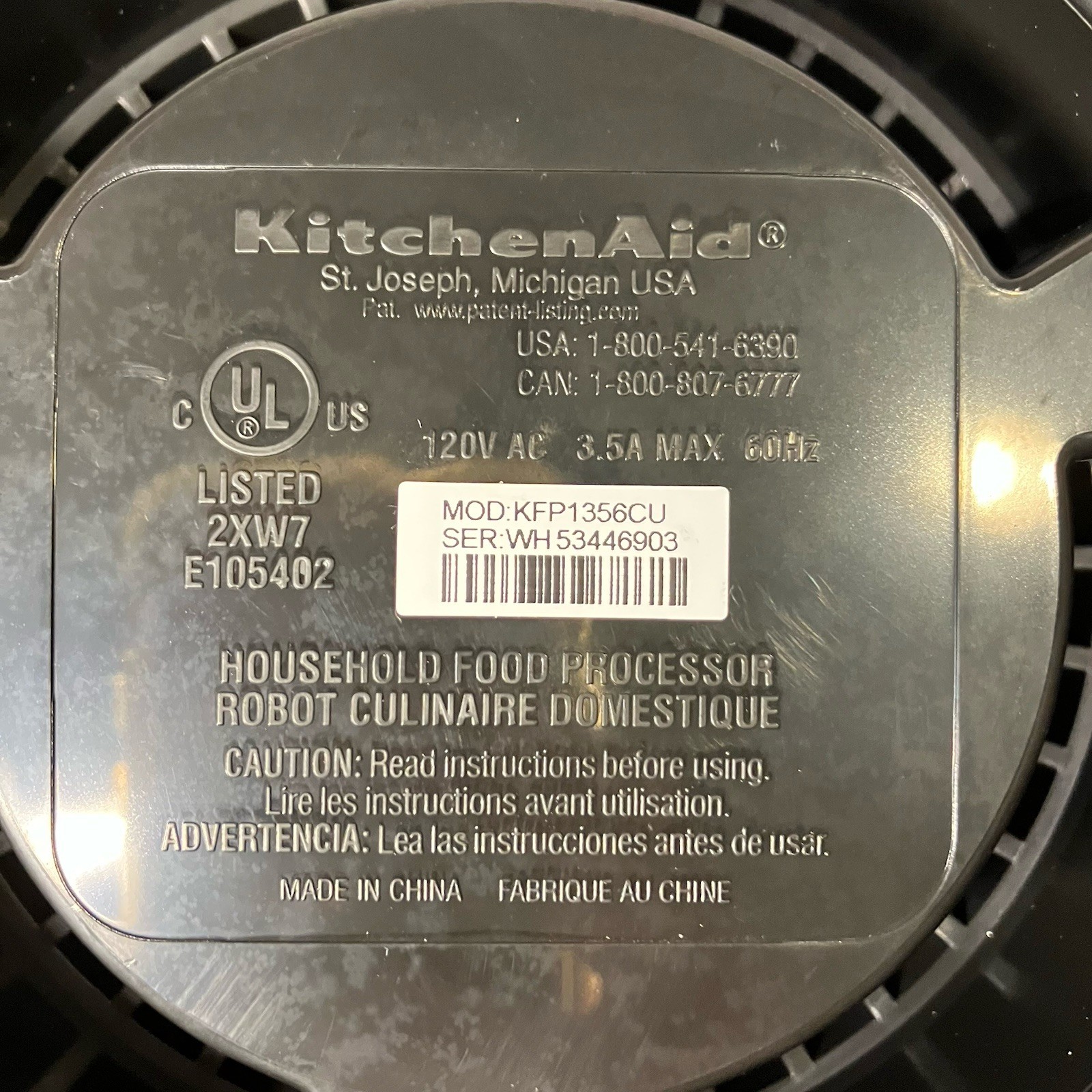 KitchenAid 13-Cup Food Processor KFP1356CU Tested w/Attatchments – No Blade