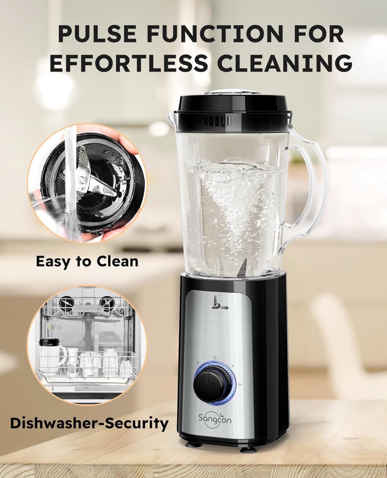 Sangcon 350W Electric Food Processor – Corded, Silver/Black, Portable Design