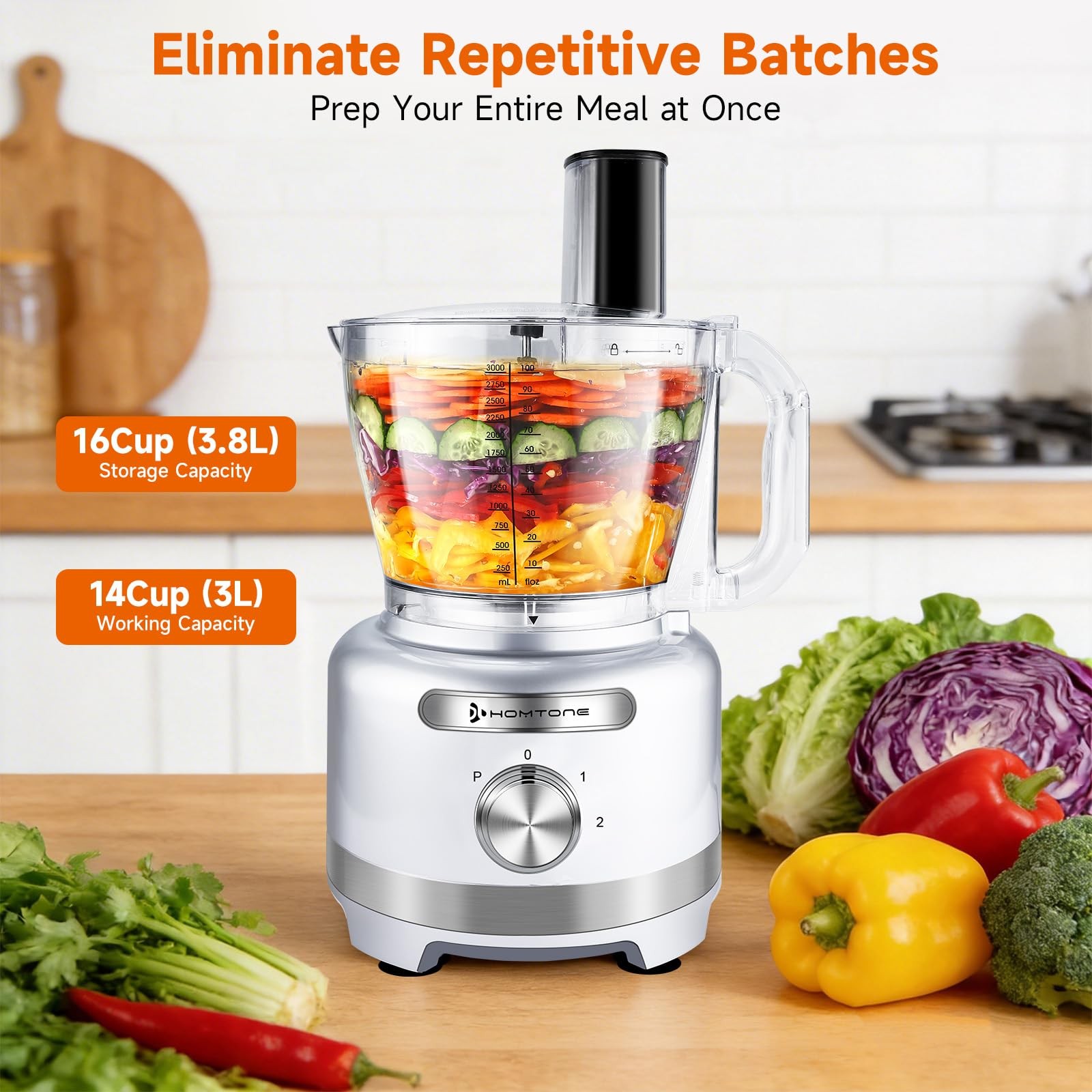 16 Cups Food Processor, Large Food Chopper with French Fry Cutter, 9 Function…