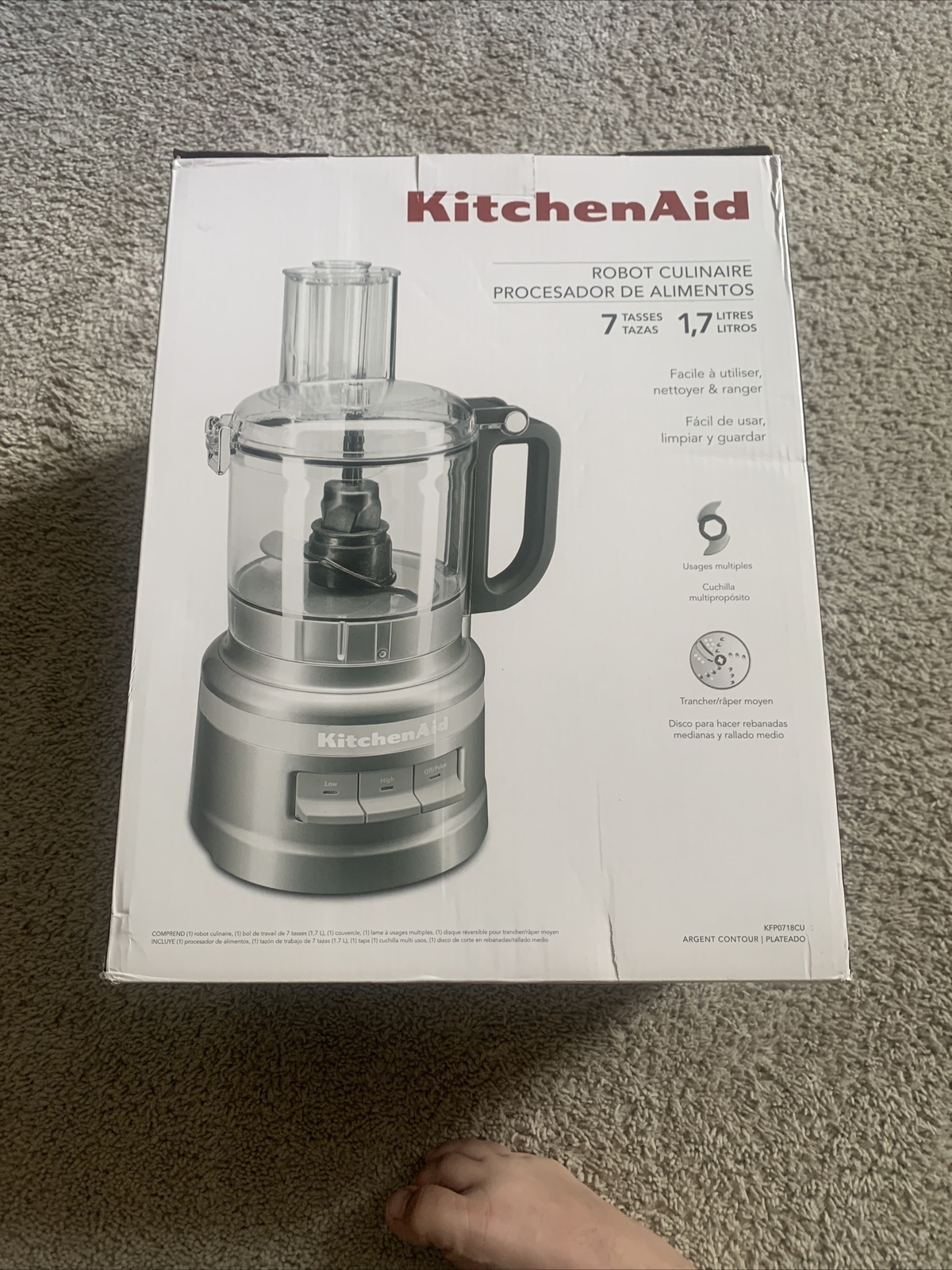 KitchenAid 7 Cup 3 Speed Food Processor – Contour Silver (RKFP0718CU)