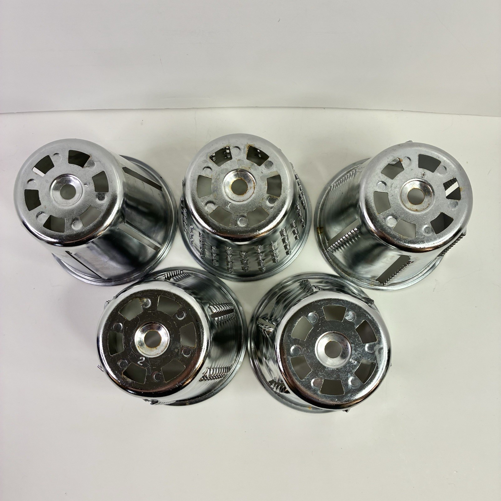Vintage Manual Food Processor + 5 Blades Unbranded Made In USA Suction Cup *READ