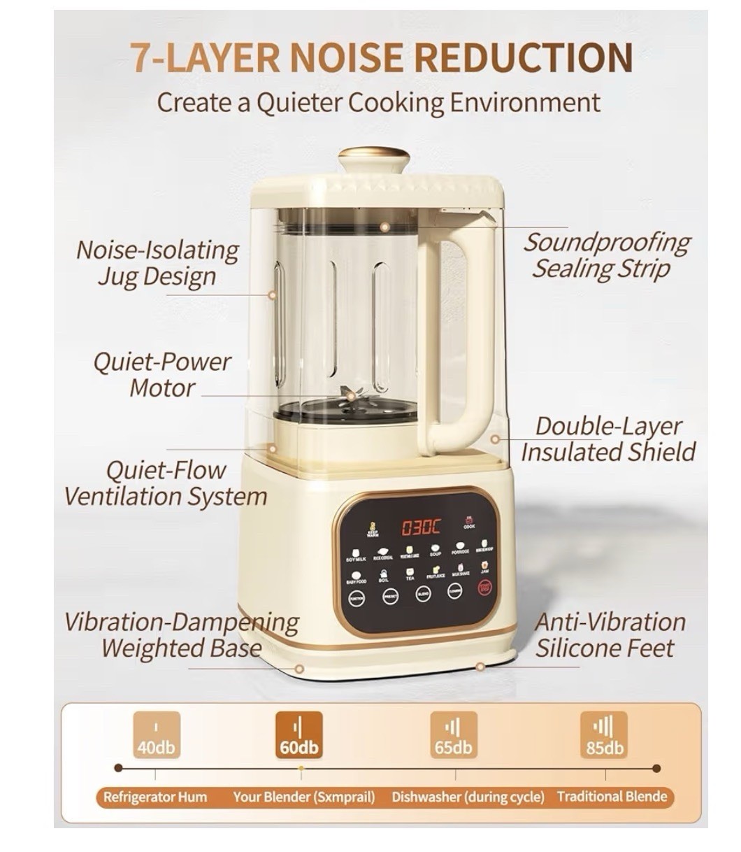 13-in-1 Multifunctional Silent Cooking Blender With Soundproof Shield, Sxmprail