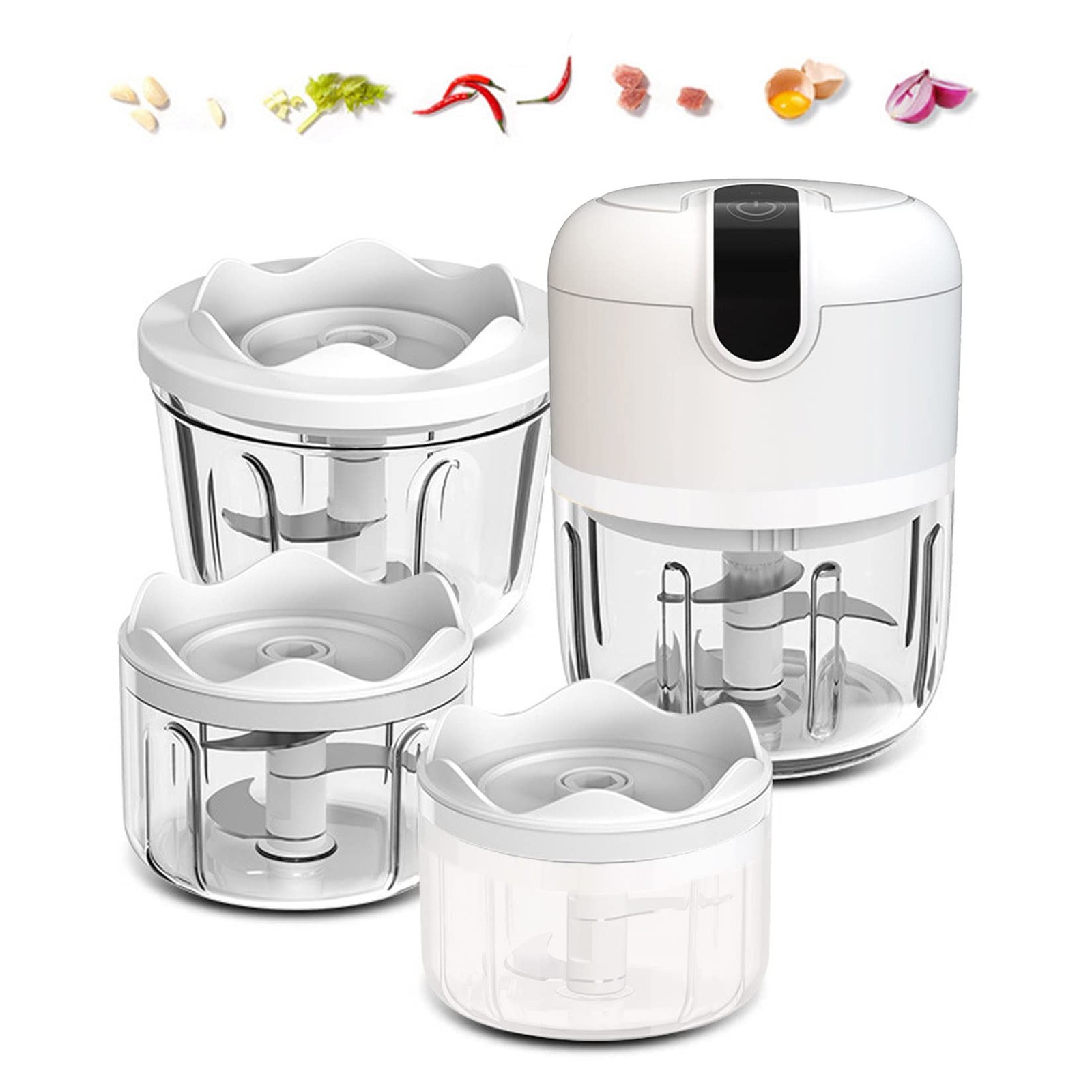 (100+250+350ML) White 3 Pcs Cordless Mini Food Chopper,Small Food Processor f…