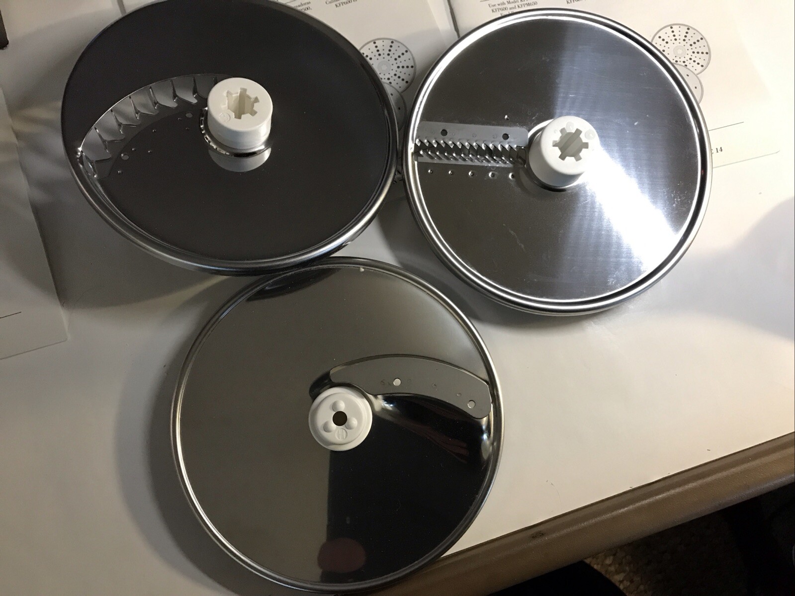 LOT OF 3 KitchenAid Food Processor Discs Thick 6MM Shredding Julienne French Fry