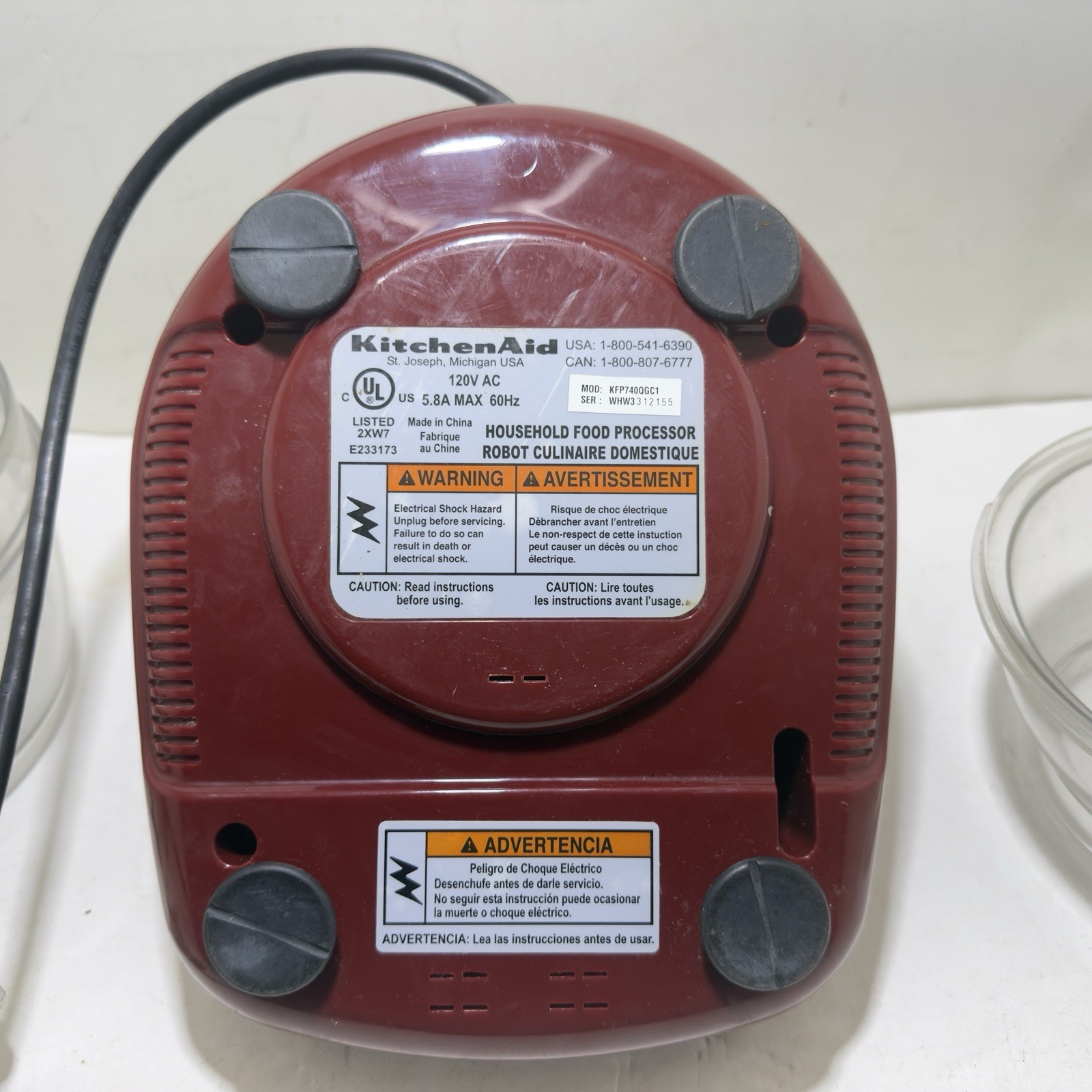KitchenAid 7-Cup Food Processor RED KFP740QGC1-See Description