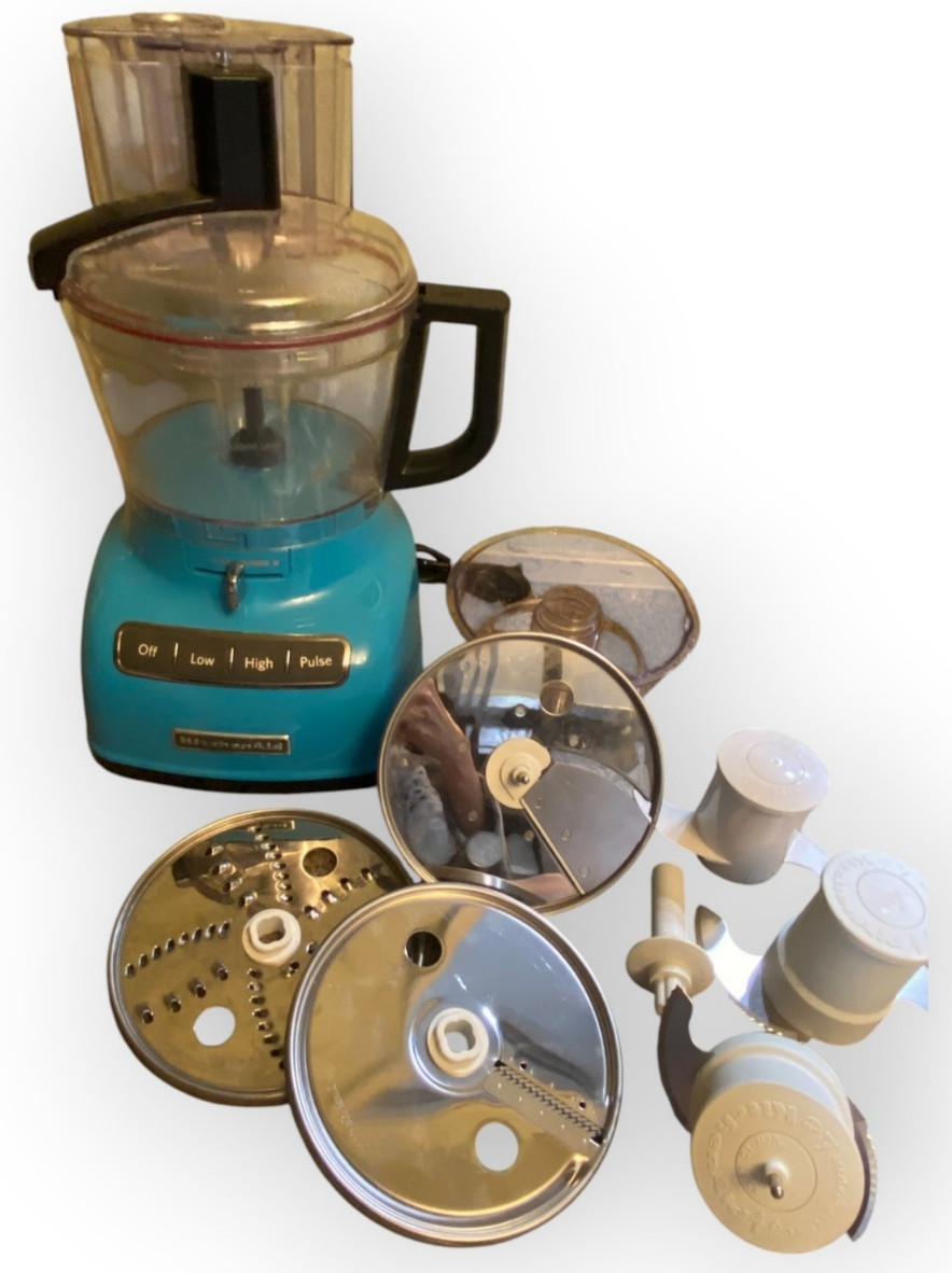 🍉 RARE Kitchen Aid Food Processor 9 Cup KFP0935QCL Teal Blue W/ACCESSORIES