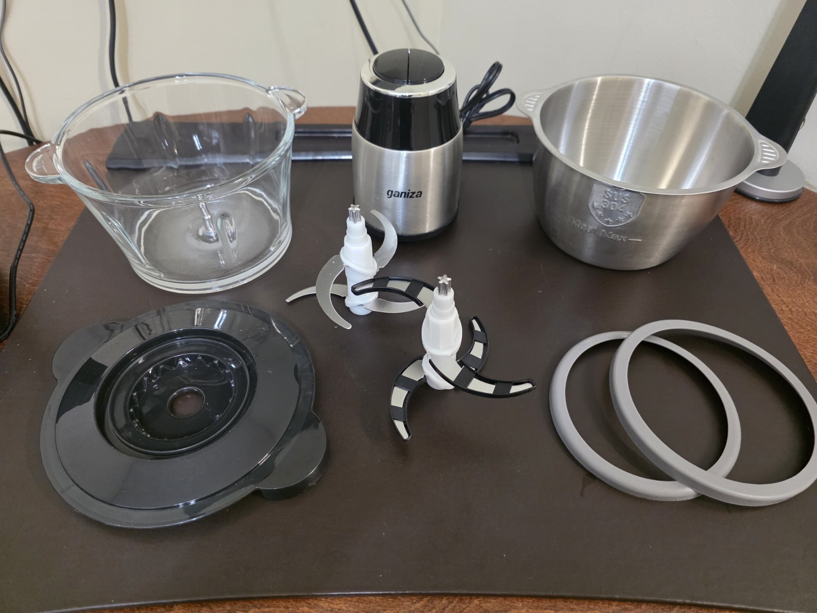 ganiza Electric Mini Food Processor Glass & Stainless Steel Bowls Chopper