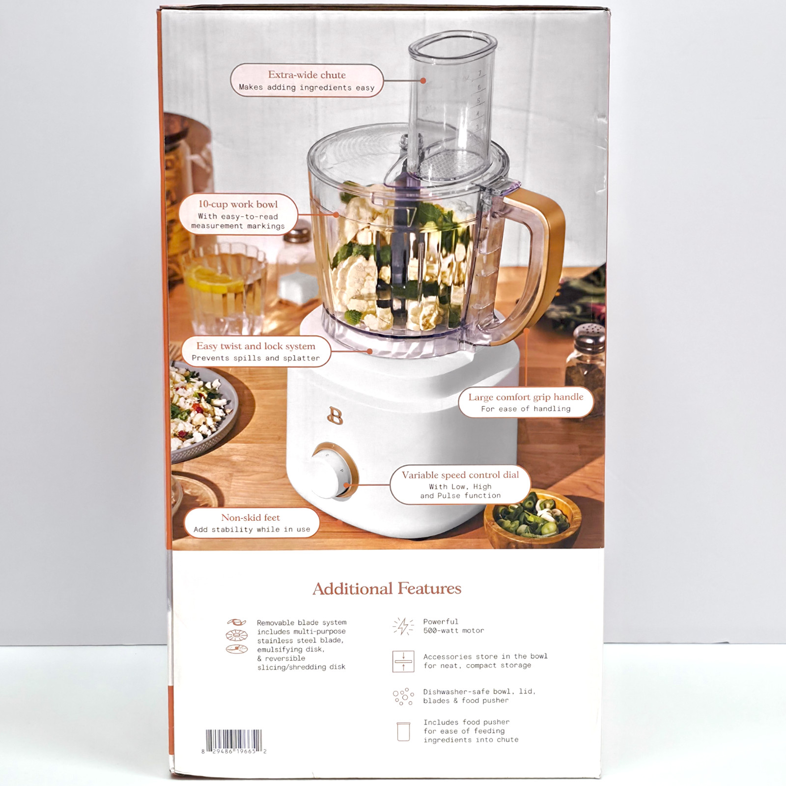 Beautiful 10-Cup Food Processor with Accessories – White Icing by Drew Barrymore