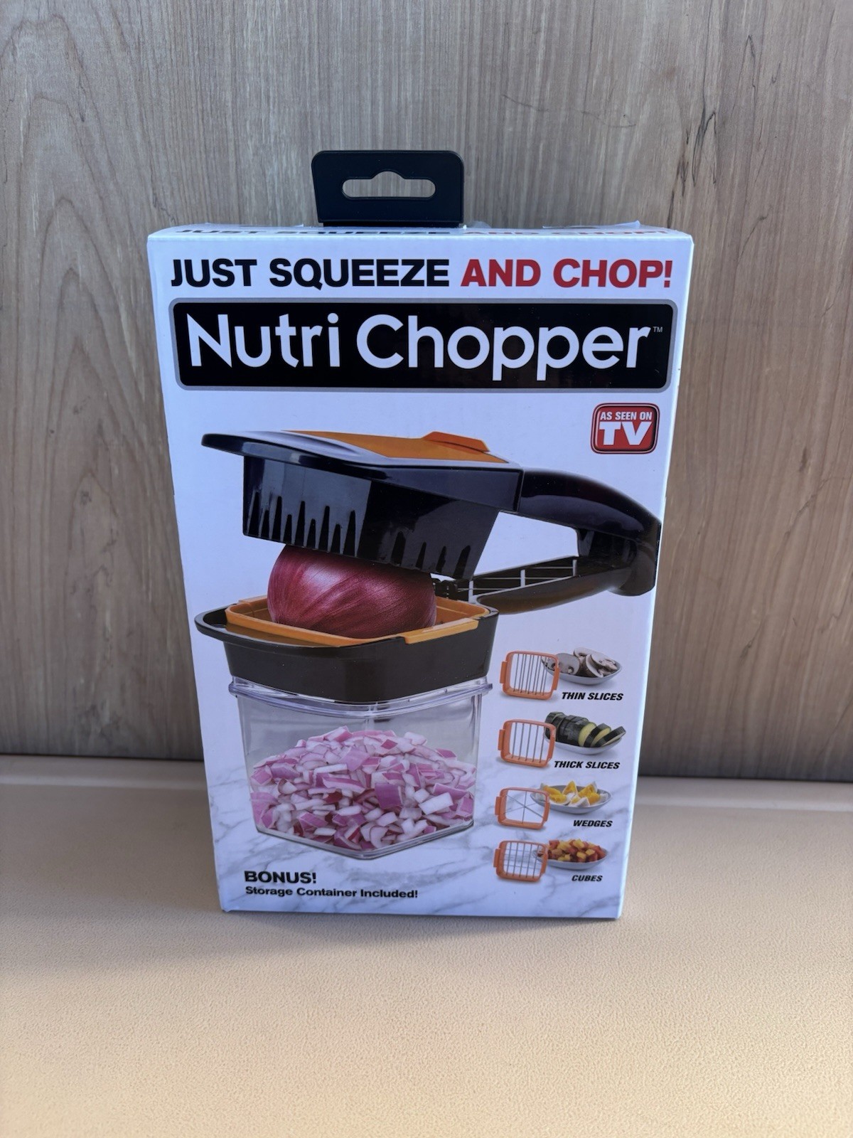 Nutri Chopper Manual Food Chopper Slicer Dicer 4 Blade Set New Sealed