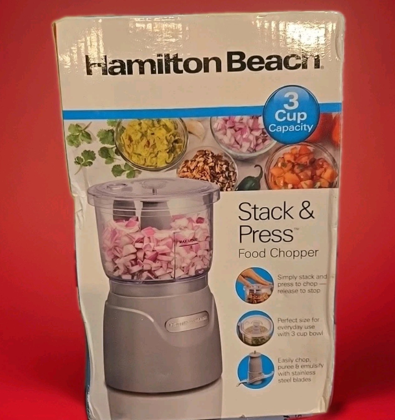 Hamilton Beach 72850 Stack & Press™ 3 Cup Chopper
