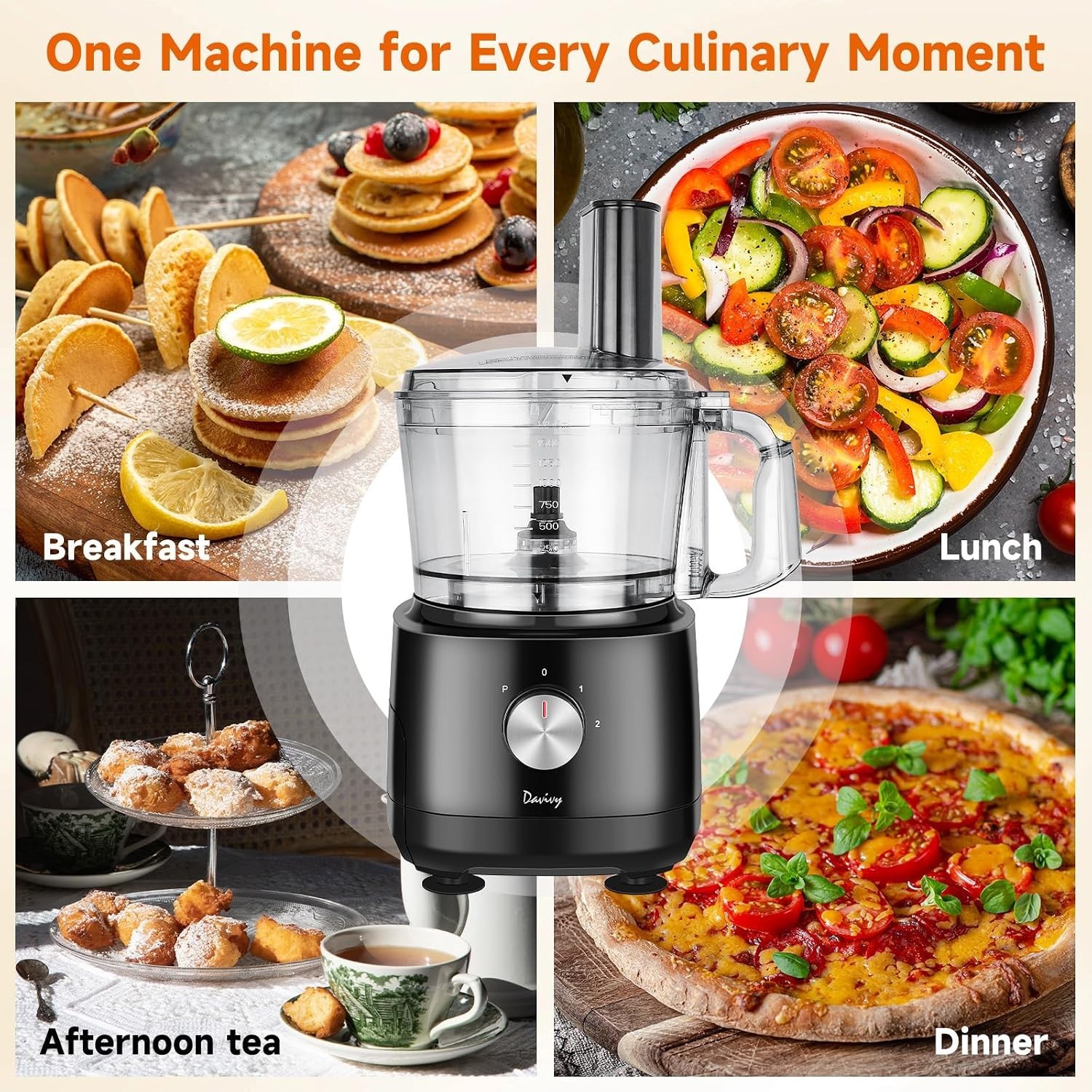All-in-One 7-Cup Food Processor with 9 Blades, Ideal for Home Meal Prep & Snacks