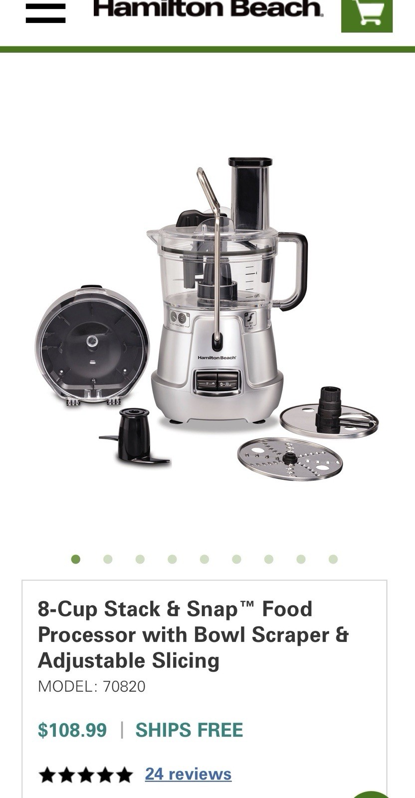 Hamilton Beach Stack & Snap 8-Cup Food Processor (70820)