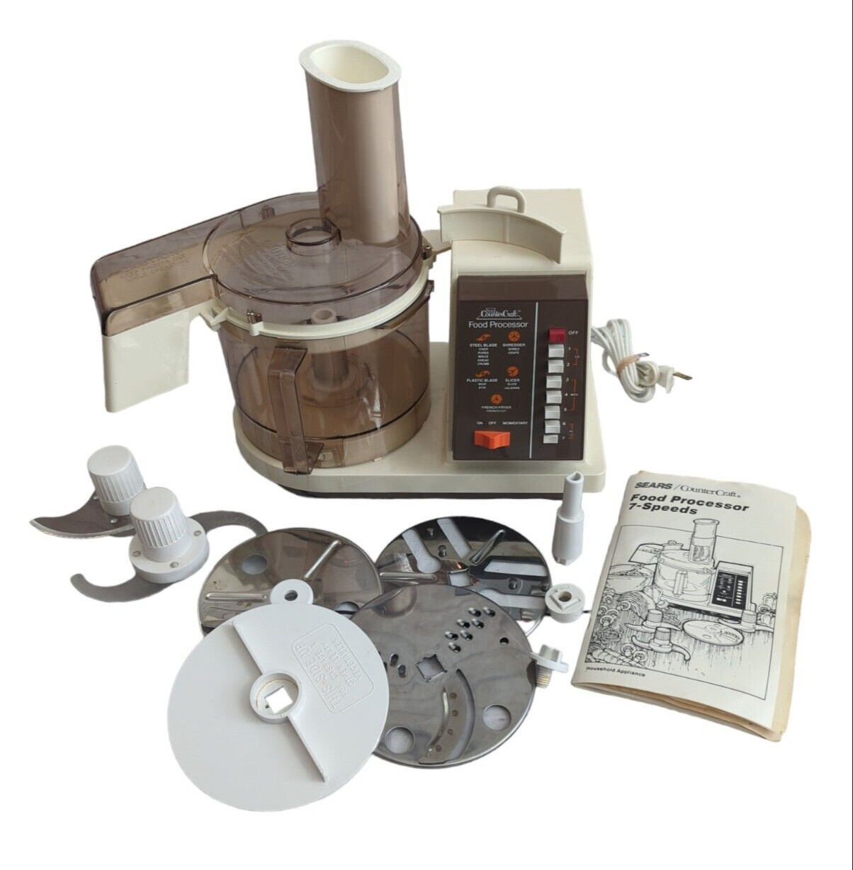 Sears Countercraft Food Processor, 7 Speeds, Base Blades Bowl Instructions works