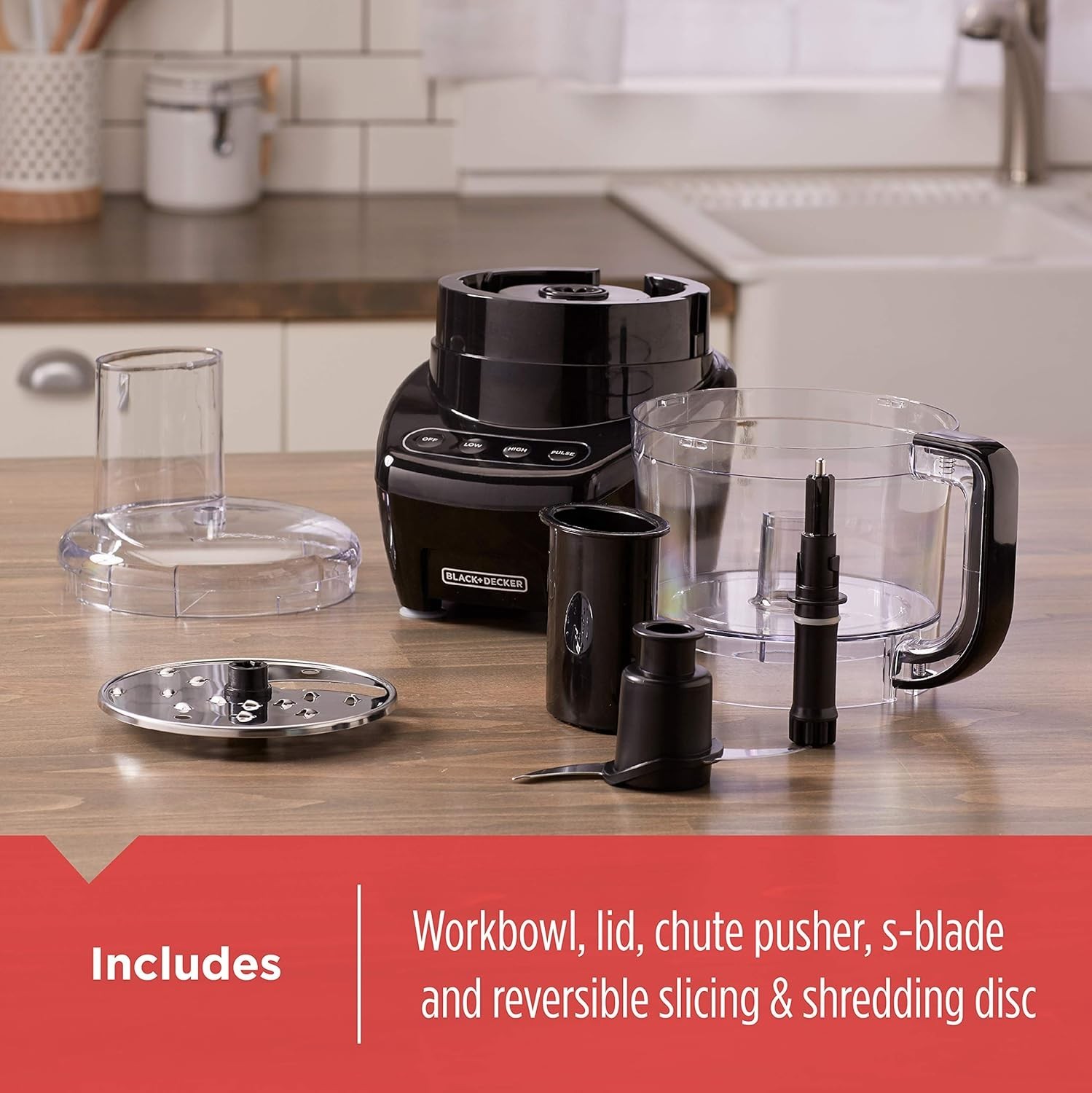 BLACK DECKER 3-in-1 Easy Assembly 8-Cup Food Processor Stainless Steel S-Blade