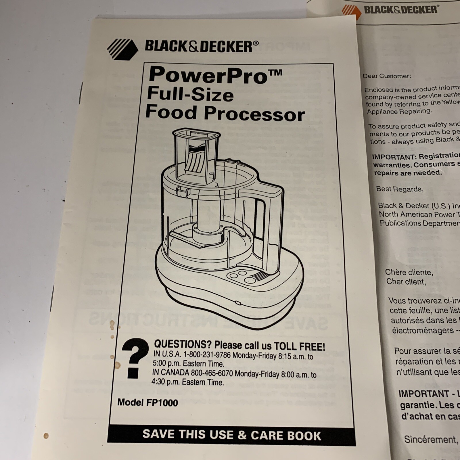 Black & Decker Classic Food Processor Full Capacity 2 Speed D1FP1D TESTED VTG
