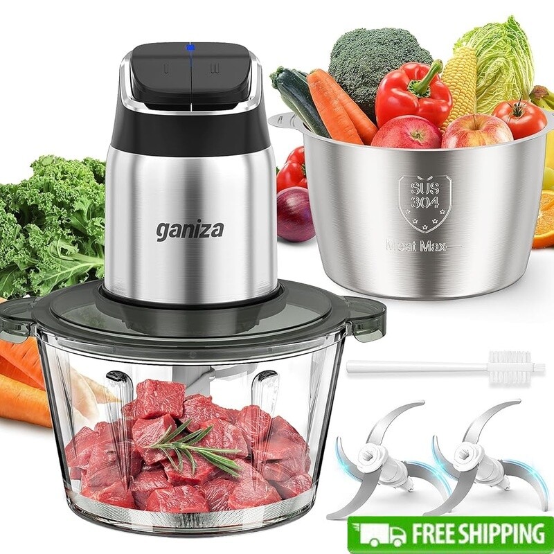 2-Speed Ganiza Food Processor Food Chopper Meat Grinder with 8 Cup Stainless