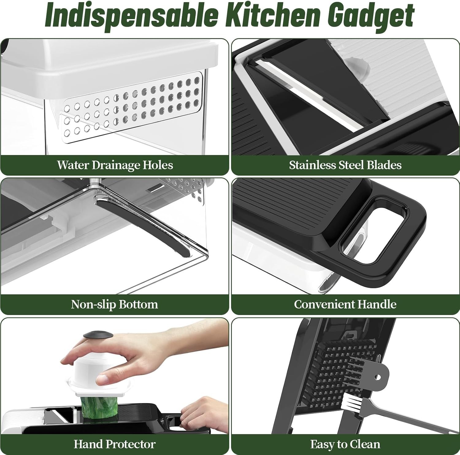 12-in-1 Vegetable Chopper, 7 Blades Veggie Chopper with Container and Black
