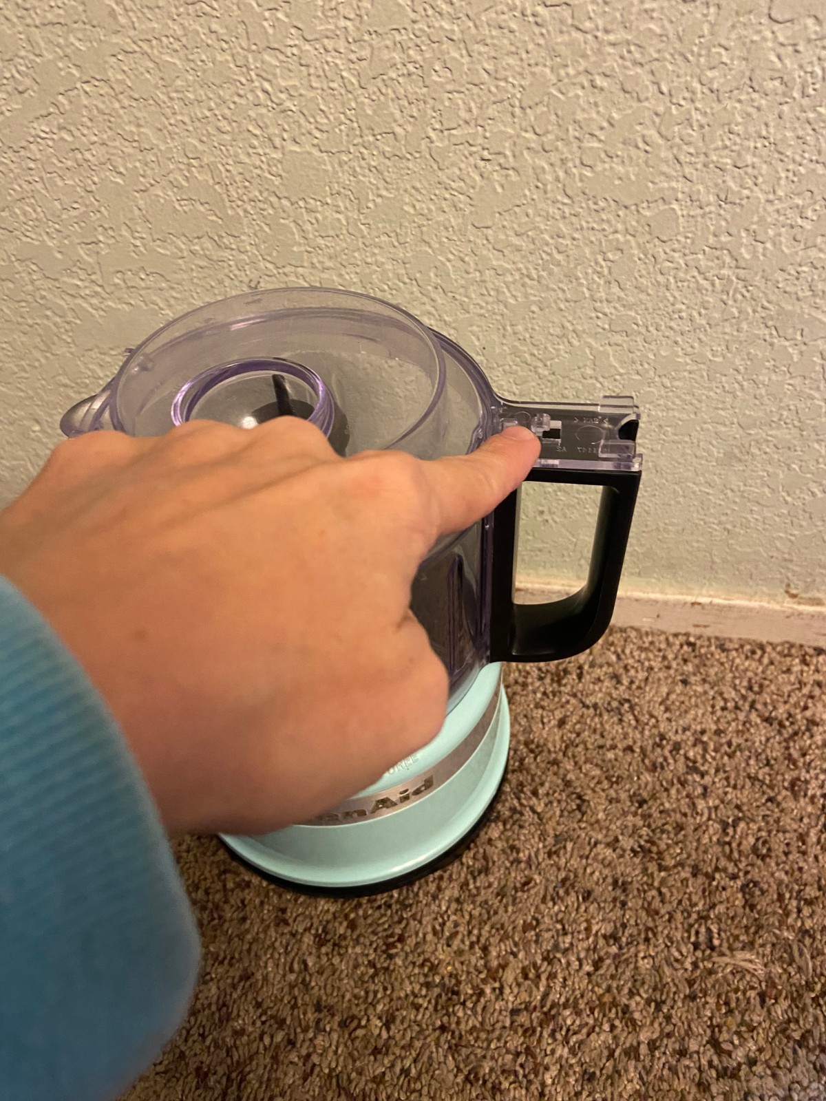 🌊 KitchenAid 3.5-Cup Mini Food Processor /Aqua Sky Model KFC3516IC DAMAGED LID