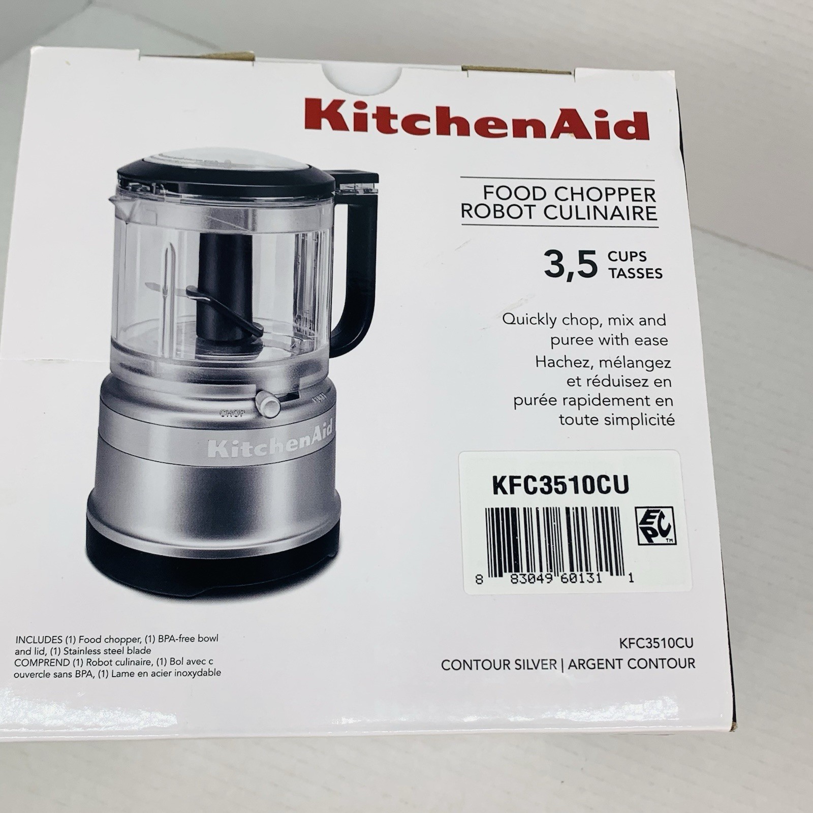 KitchenAid 3.5 Cup Food Chopper Contour Silver – KFC3516CU – Chop – Mix – Purée