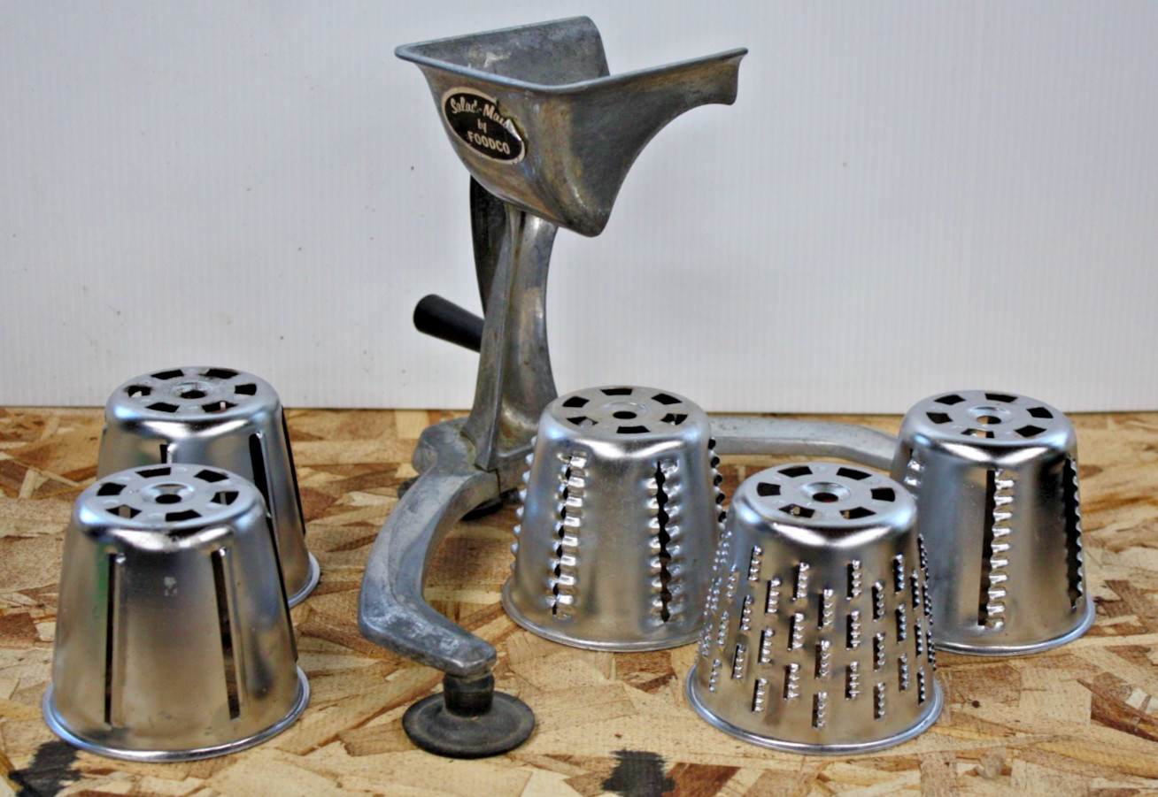 Salad Maid By FoodCo With 5 Attachment Cones Food Process Grinder Manual Vintage