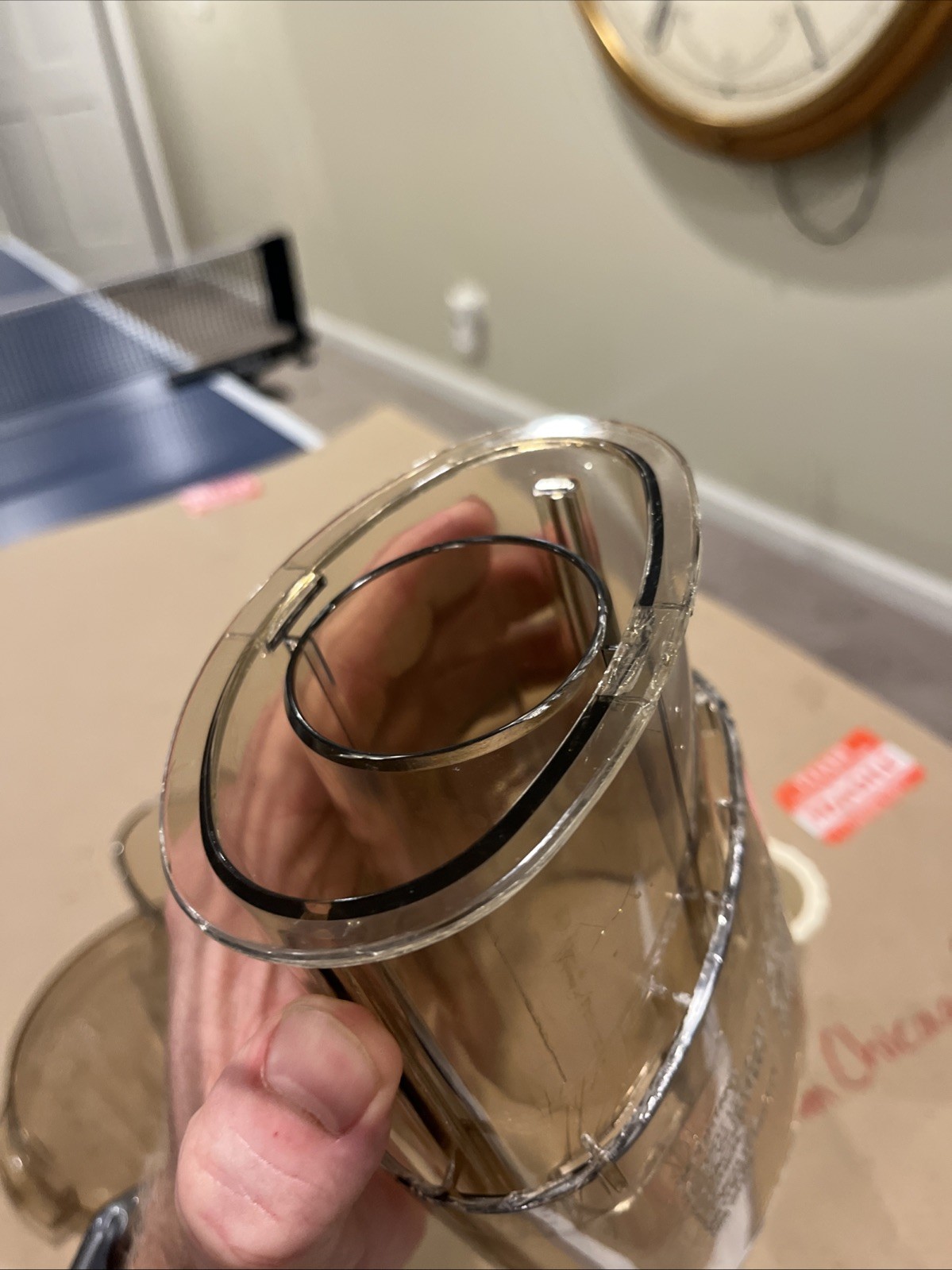 Cuisinart DLC-017 Food Processor Lid, Chute Pusher / Amber Heavy Wear On Chute