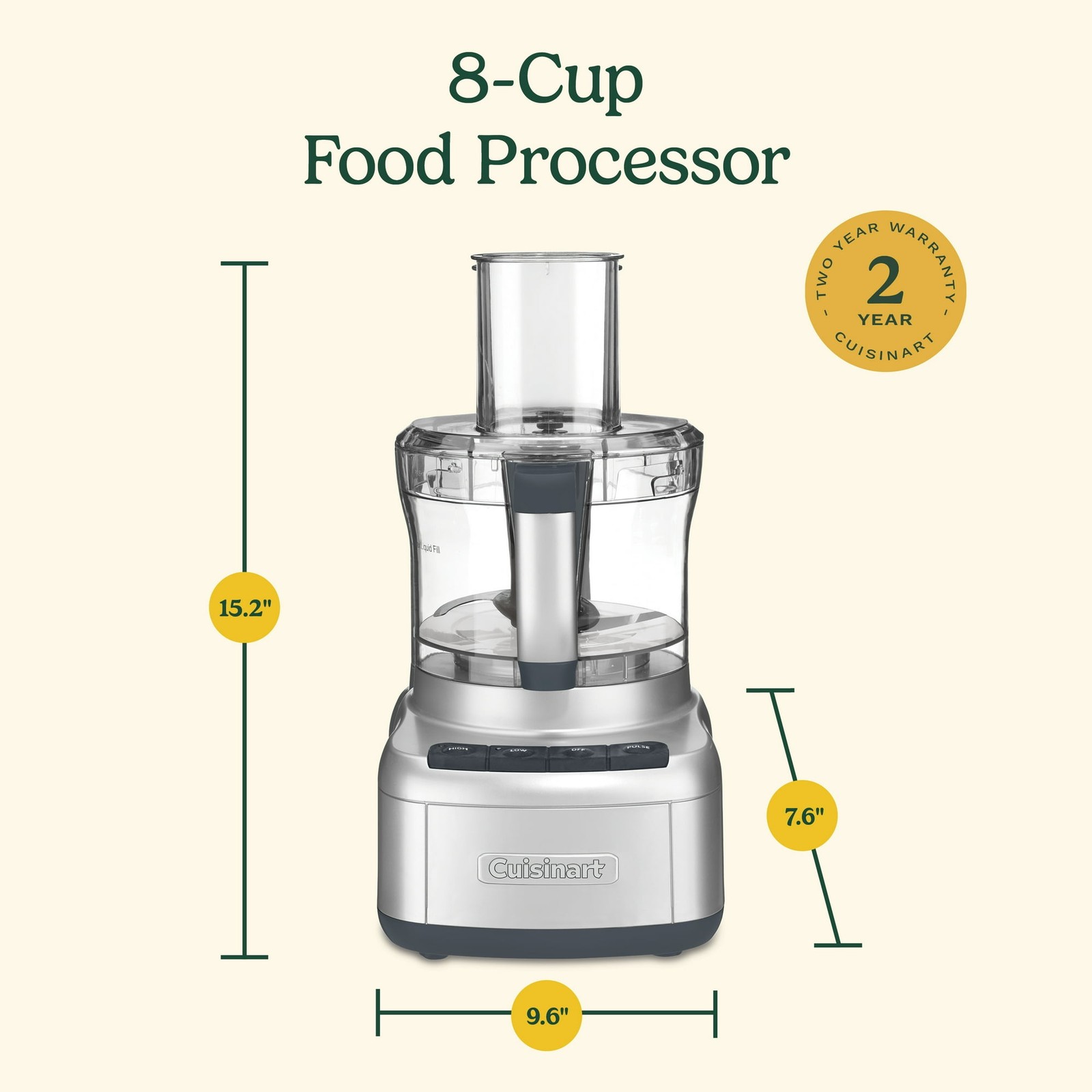 Cuisinart Elemental 8-Cup Food Processor Silver Electric Vegetable Chopper