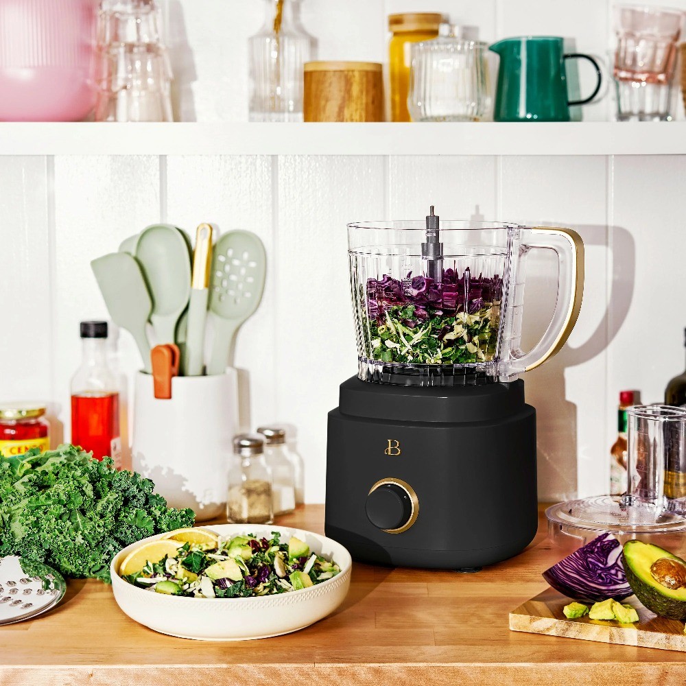 10-Cup Food Processor with Multiple Attachments in Sleek Black Finish