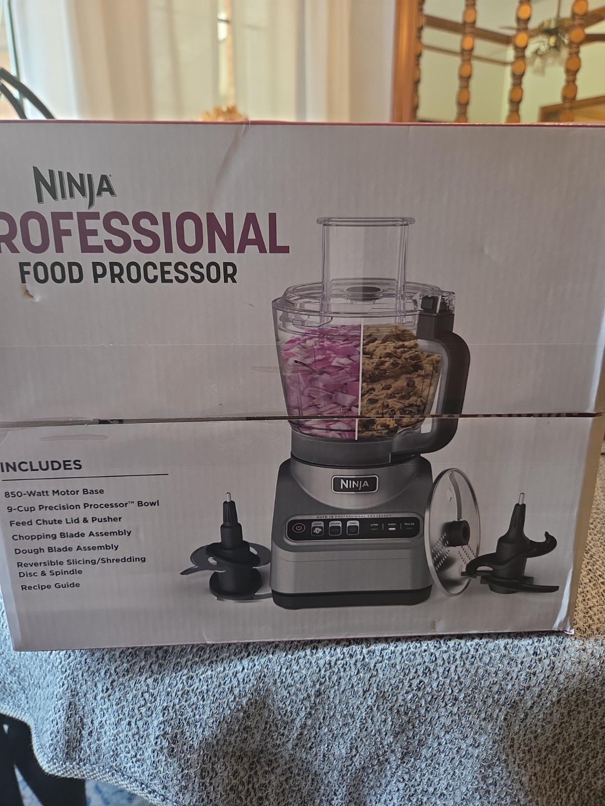 New Ninja Professional Food Processor 3-Auto-IQ 9-Cup Capacity Chop/Disc/Dough