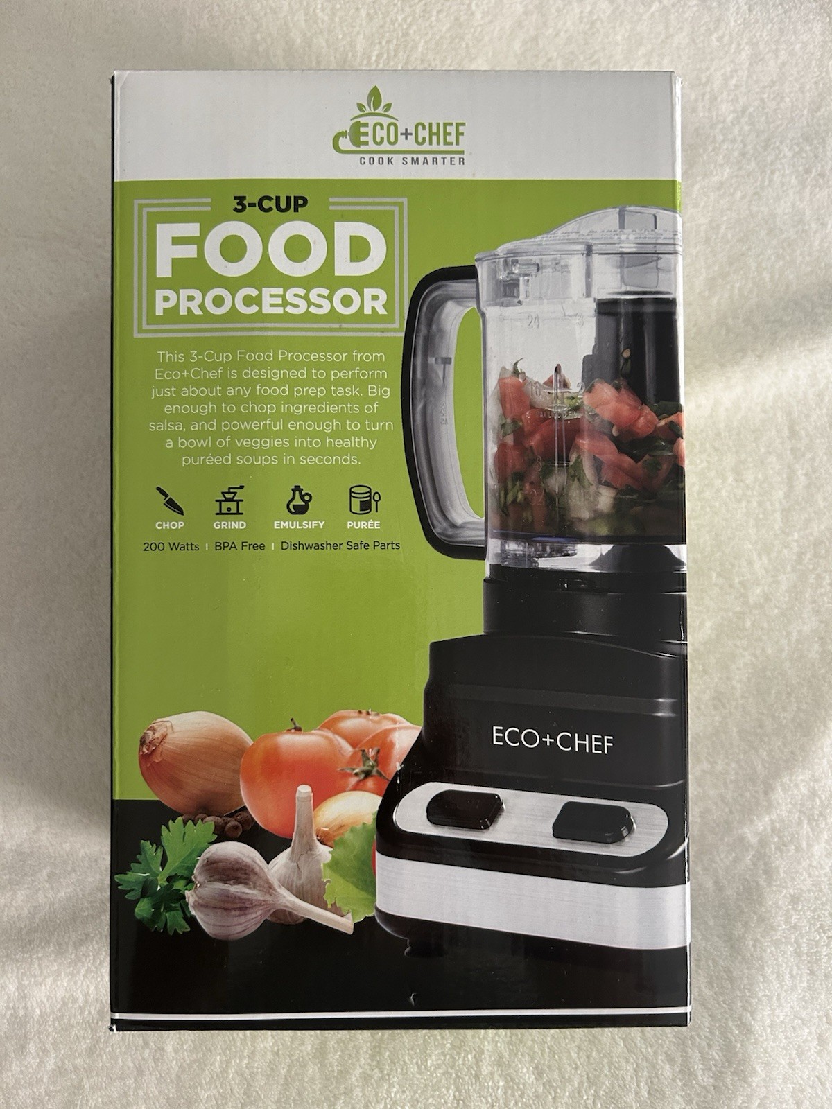Eco Chef 3 Cup 2 Speed Food Processor (Chop Grind Emulsify Purée) NEW