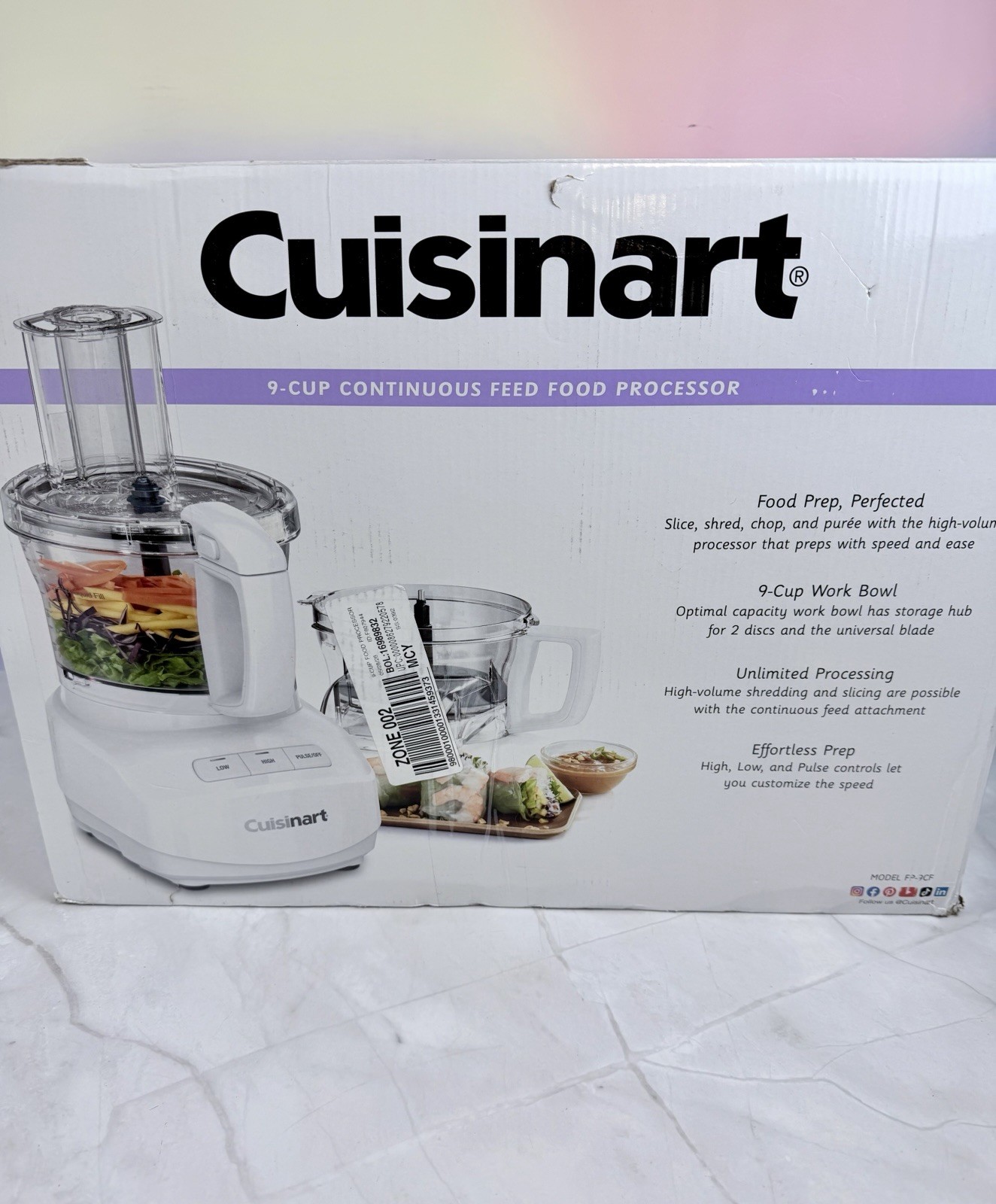 Cuisinart FP-9CF 9-Cup Continuous Feed Food Processor 500W White w/ Blades