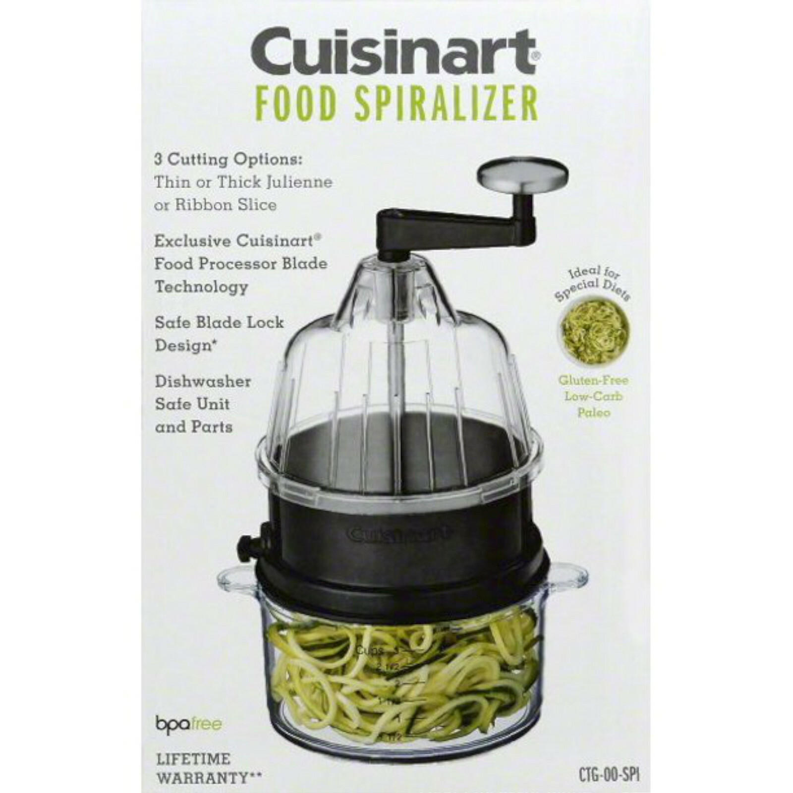 NEW Cuisinart CTG-00-SPI Food Spiralizer 3 Cutting Options Stainless Steel Blade