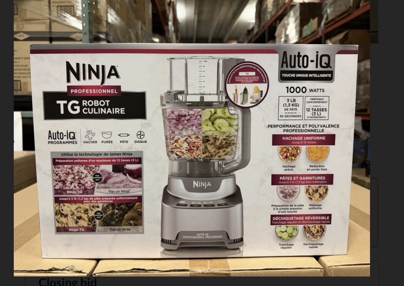 Ninja Professional XL Food Processor 1000W Auto-iQ 12 Cup Chopping