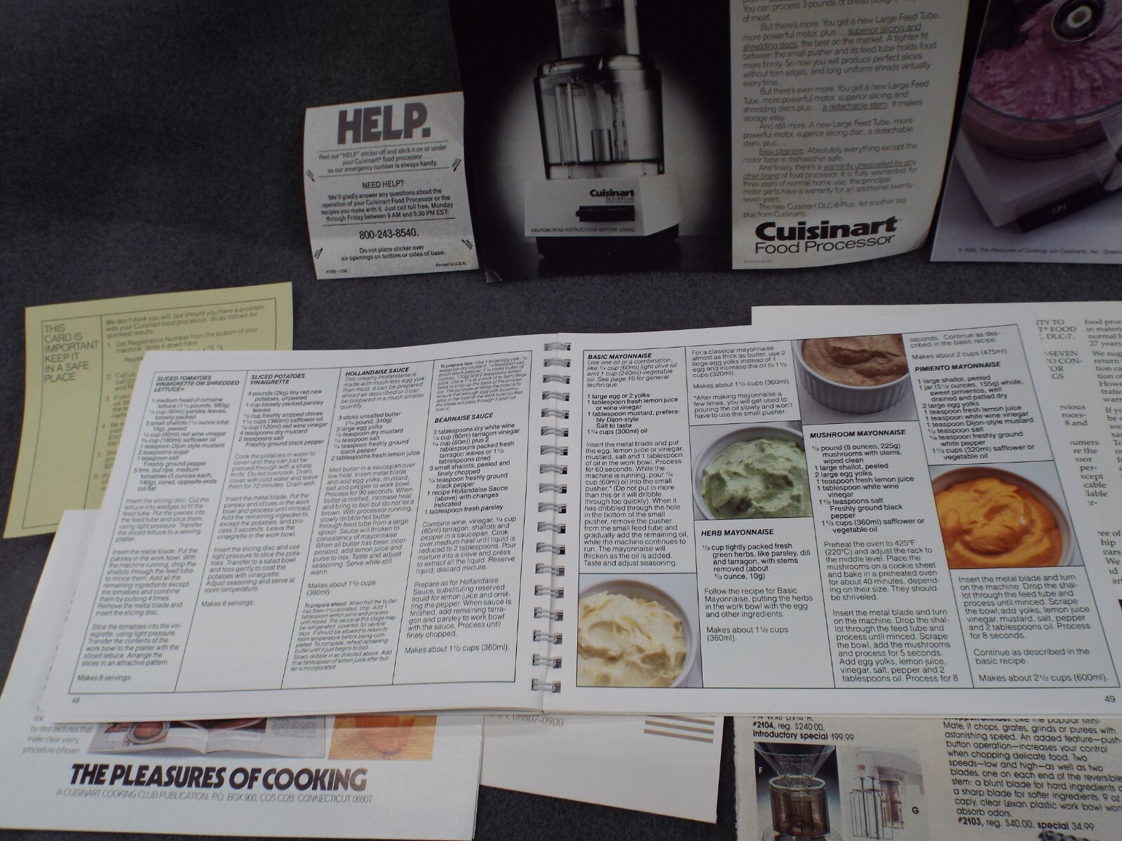 Cuisinart DLC-8 Food Processor Book Manual Instructions Blades Attachment Recipe