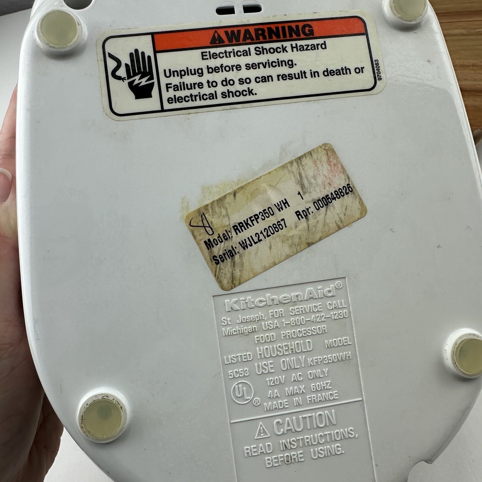 KitchenAid Food Processor Model KFP350WH Motor Base Replacement White WORKS!
