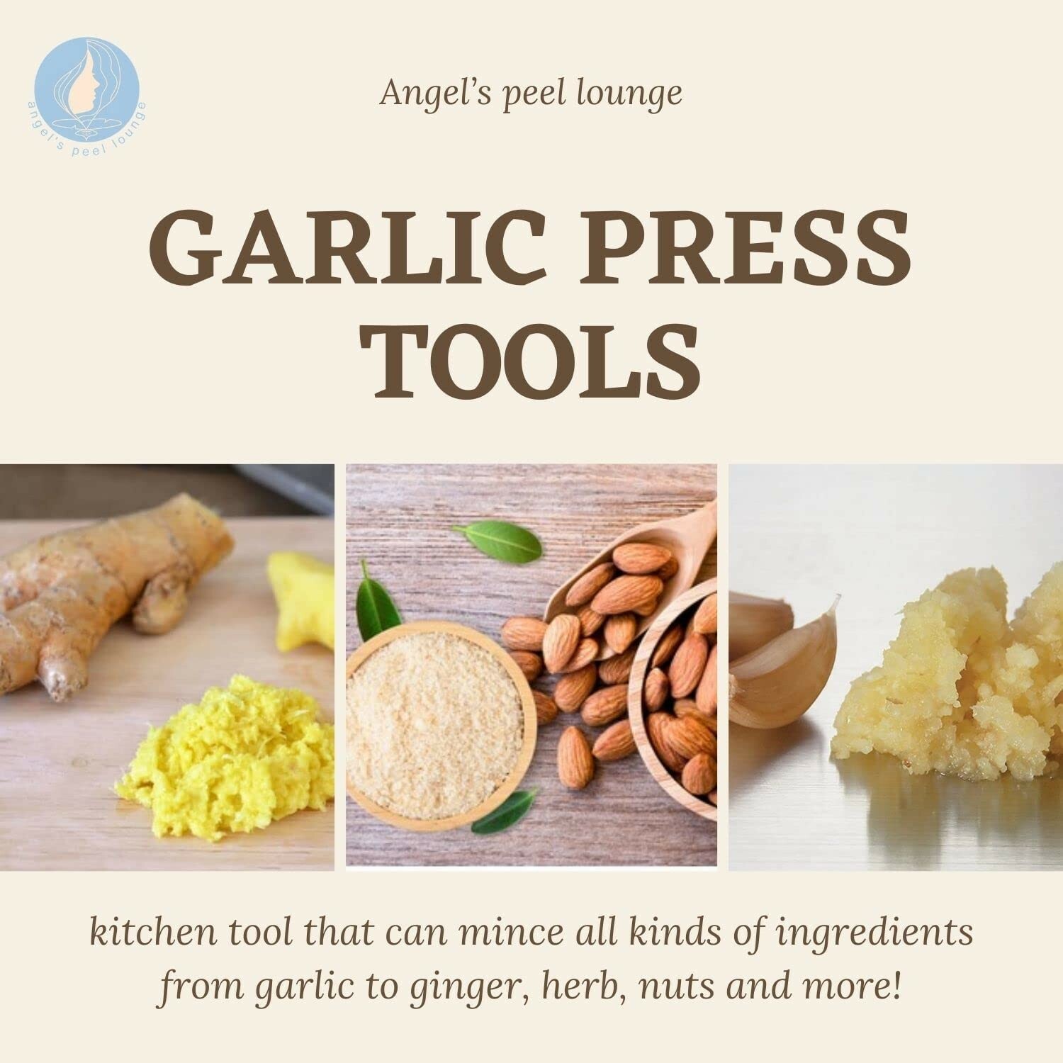 Food Processor-Garlic Mincer Press with a Twist fourth Generation (Orange)