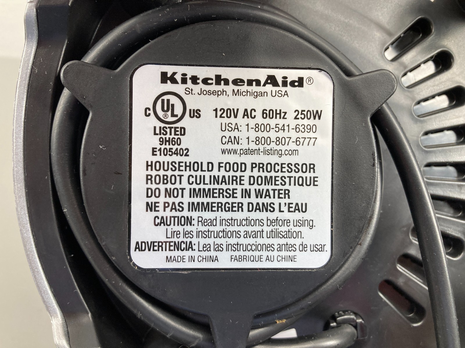 KitchenAid KFP0919CU 9 Cup Plus Food Processor Contour Silver Motor Base Only