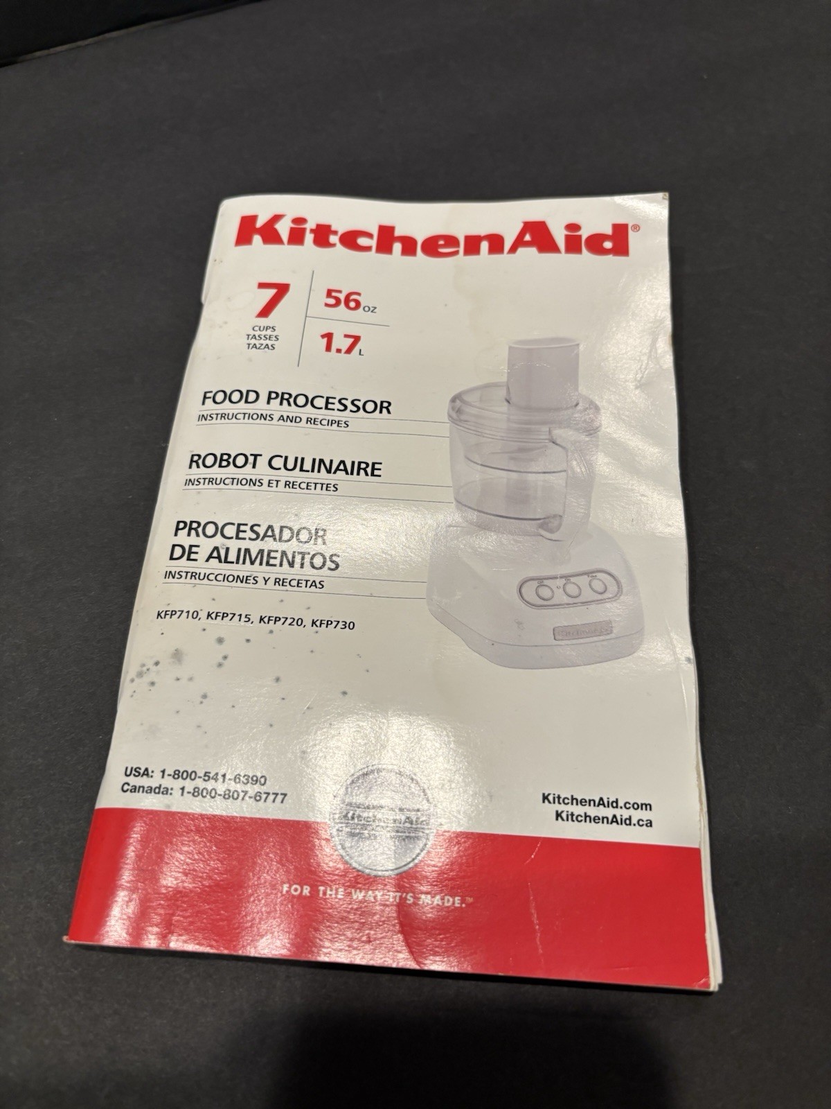 KitchenAid Food Processor Manual Only KFP710, KFP720, KFP730
