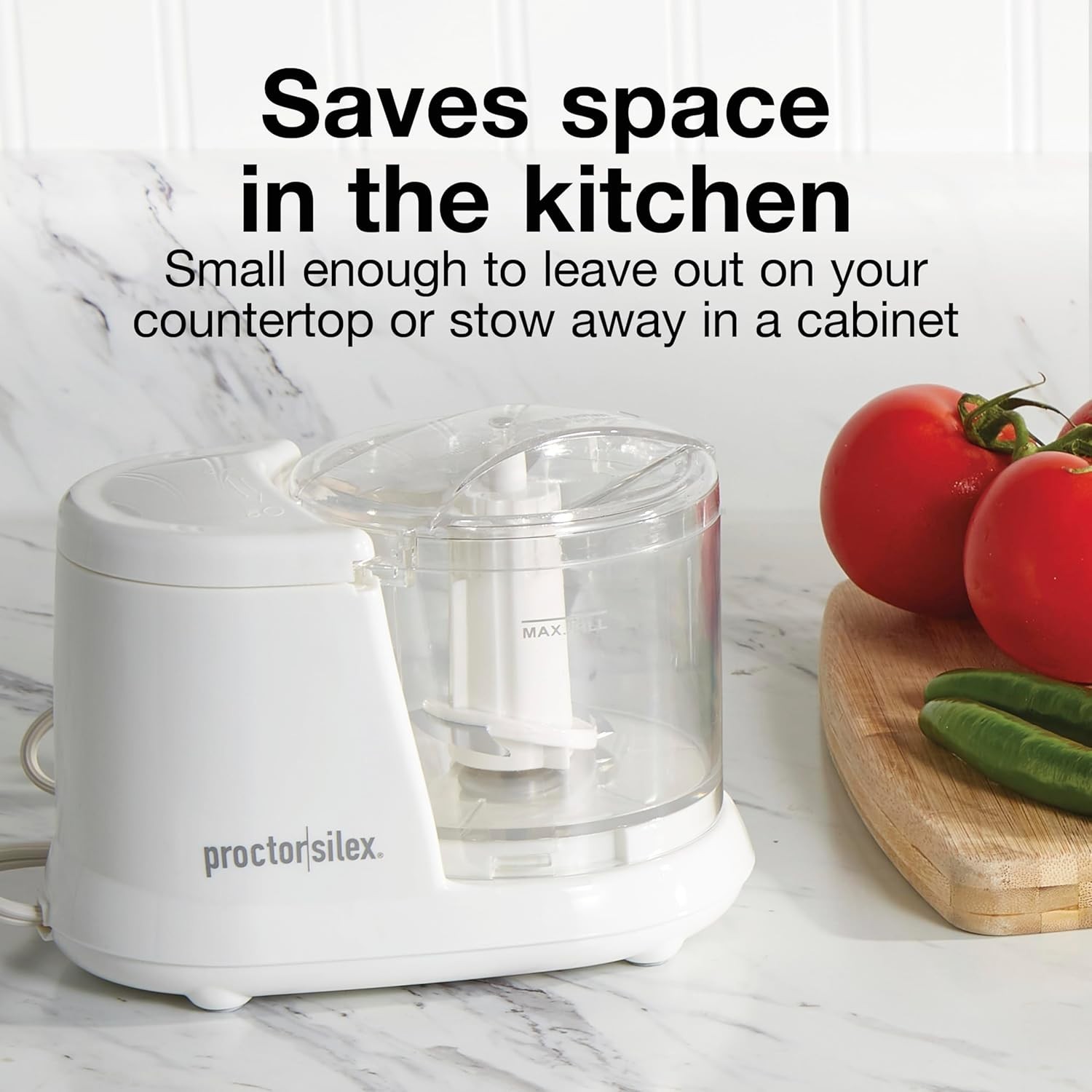 1.5-Cup Electric Vegetable Chopper Mini Food Processor Puree White
