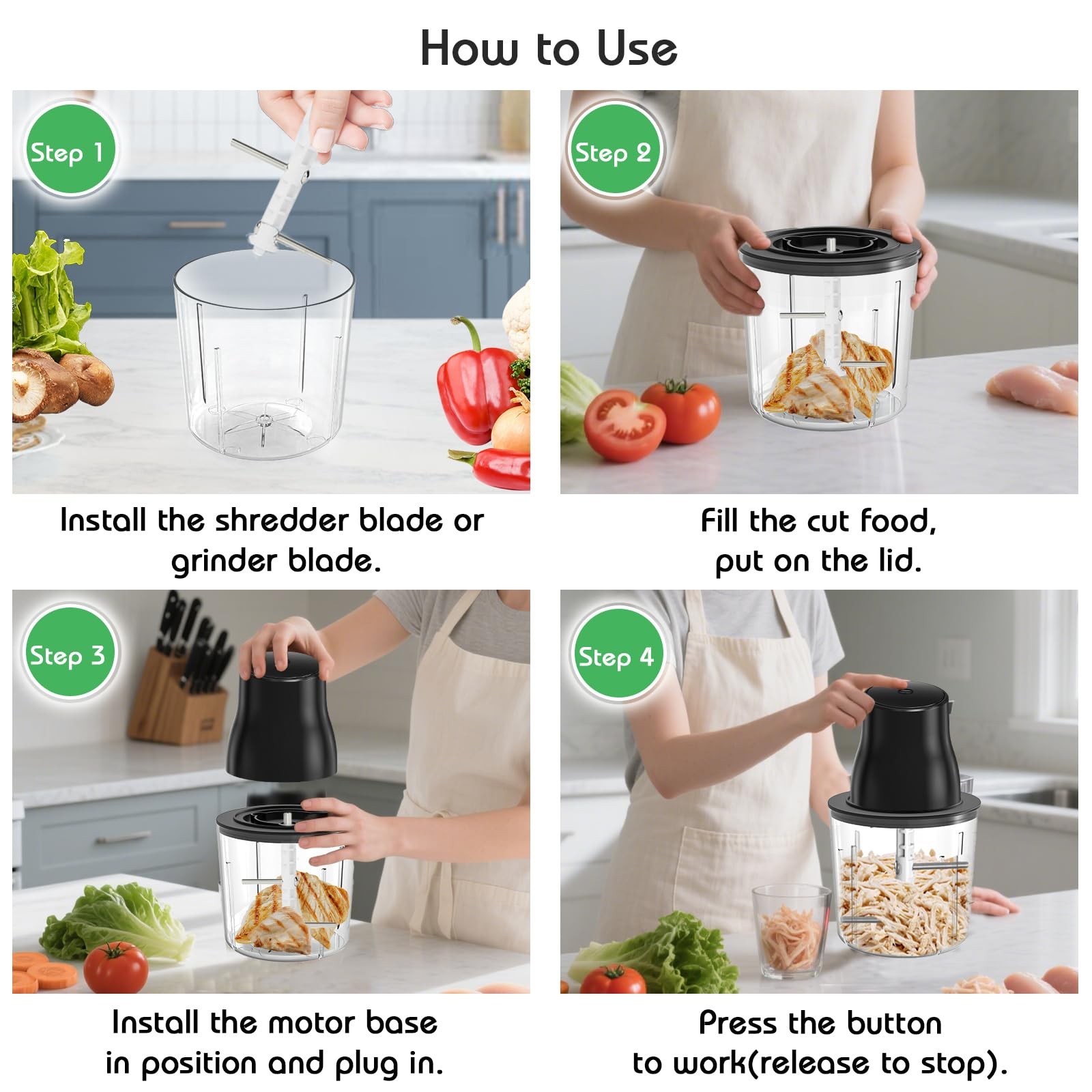 Electric Chicken Shredder, 2 in 1 Food Processor for Meat Grinder/Chicken Bre…